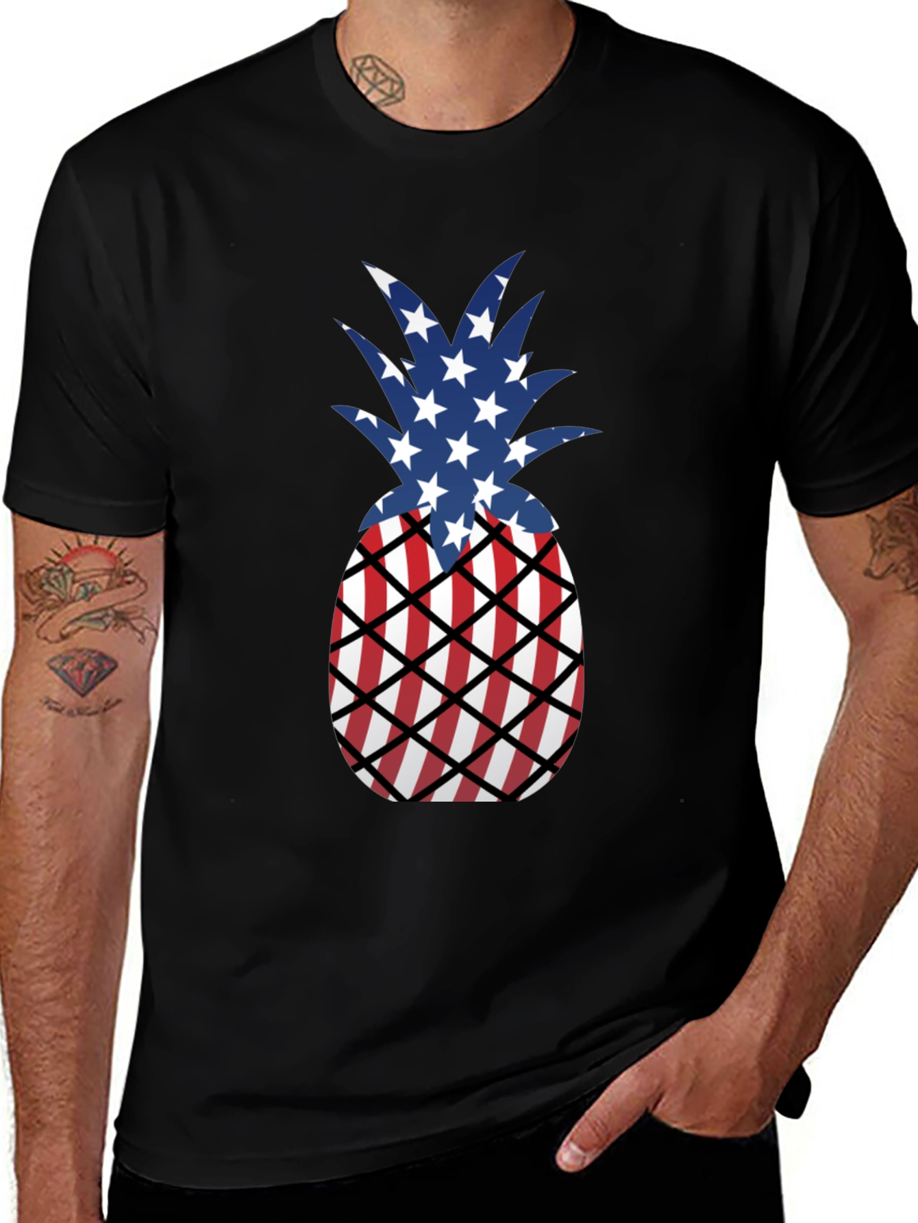 Patriotic Pineapple T-Shirt - USA Flag Design