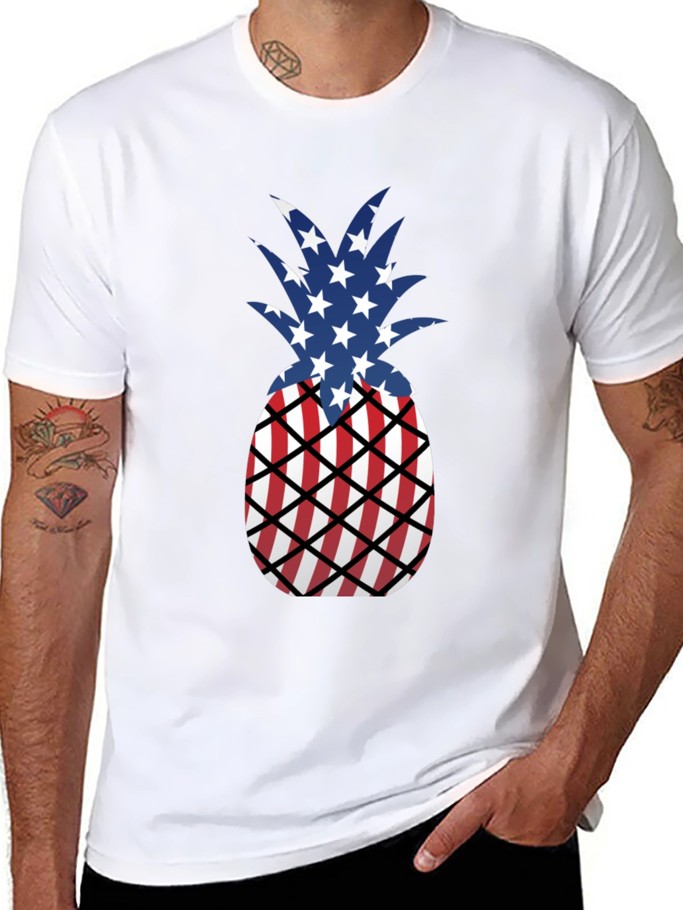 Patriotic Pineapple T-Shirt - USA Flag Design