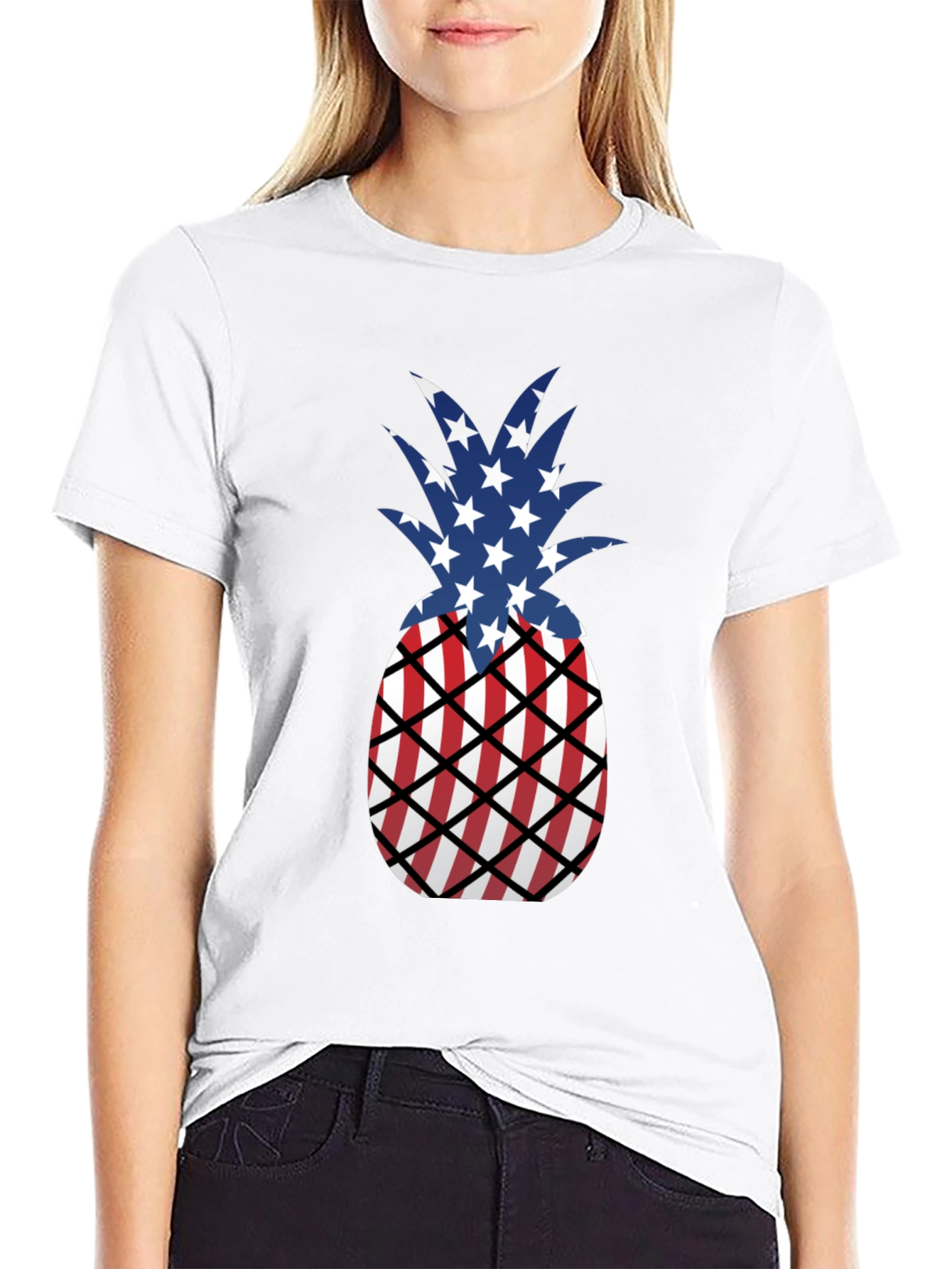 Patriotic Pineapple T-Shirt - USA Flag Design