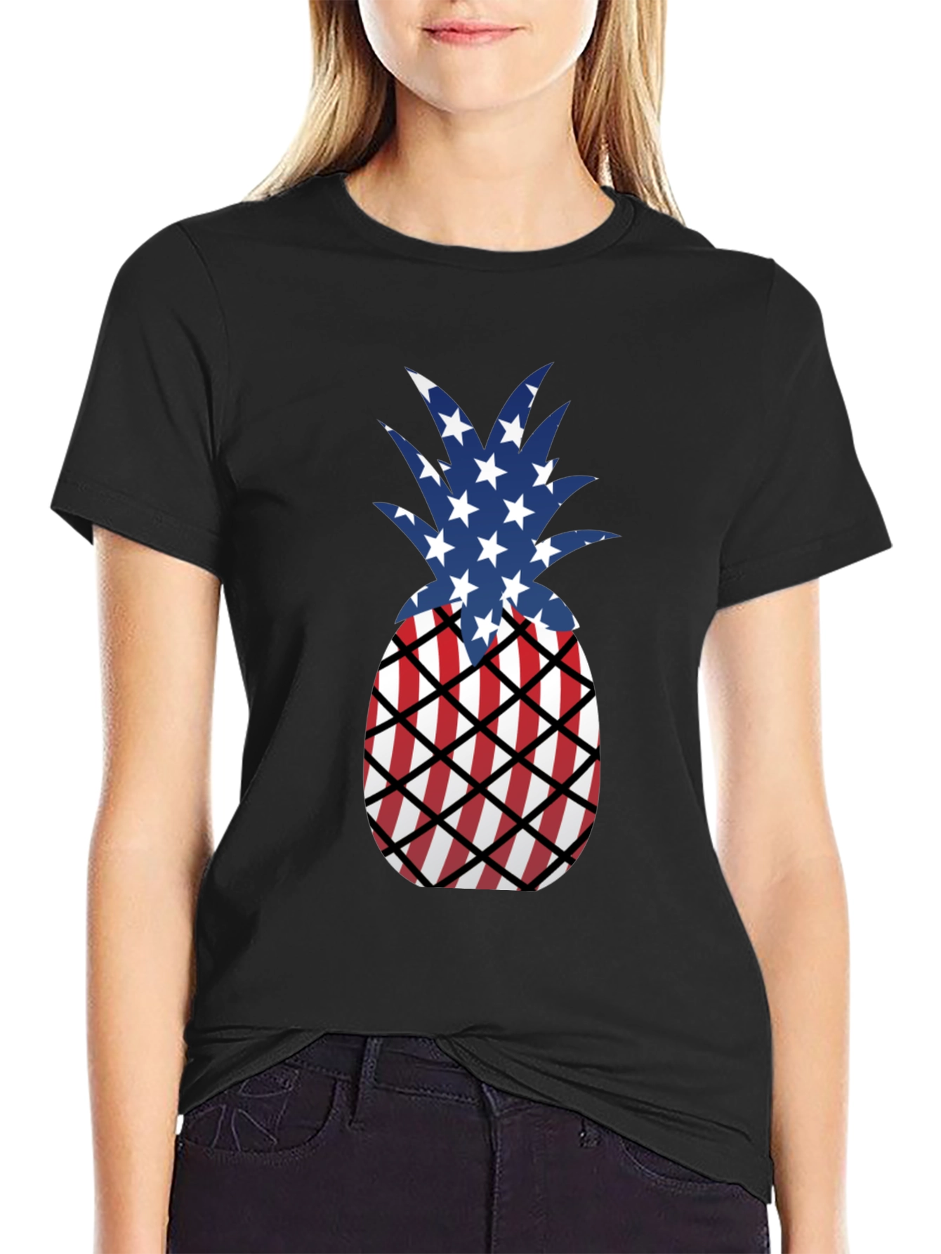 Patriotic Pineapple T-Shirt - USA Flag Design