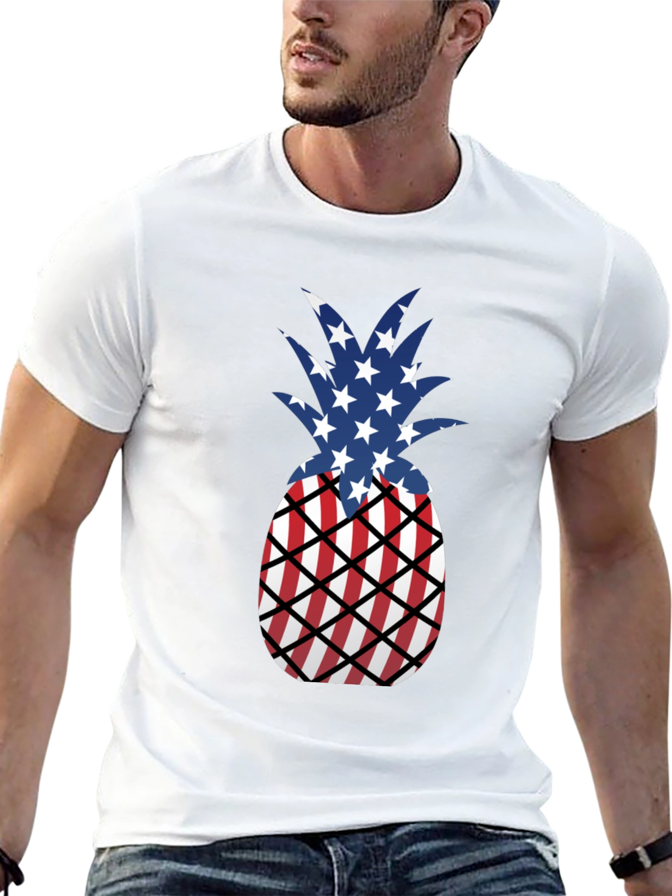 Patriotic Pineapple T-Shirt - USA Flag Design