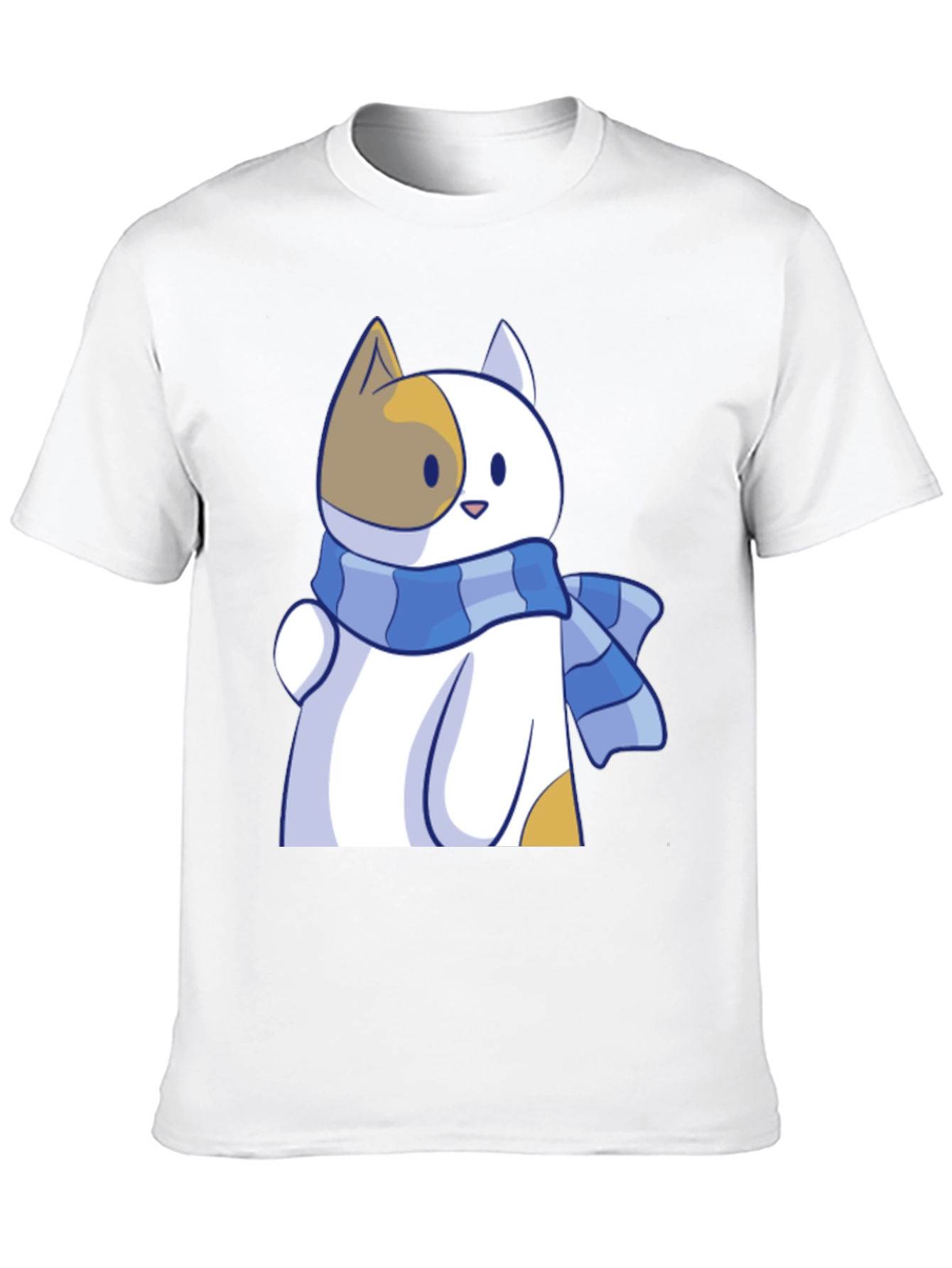 Cute Cat Scarf Graphic Tee - Stylish Comfort
