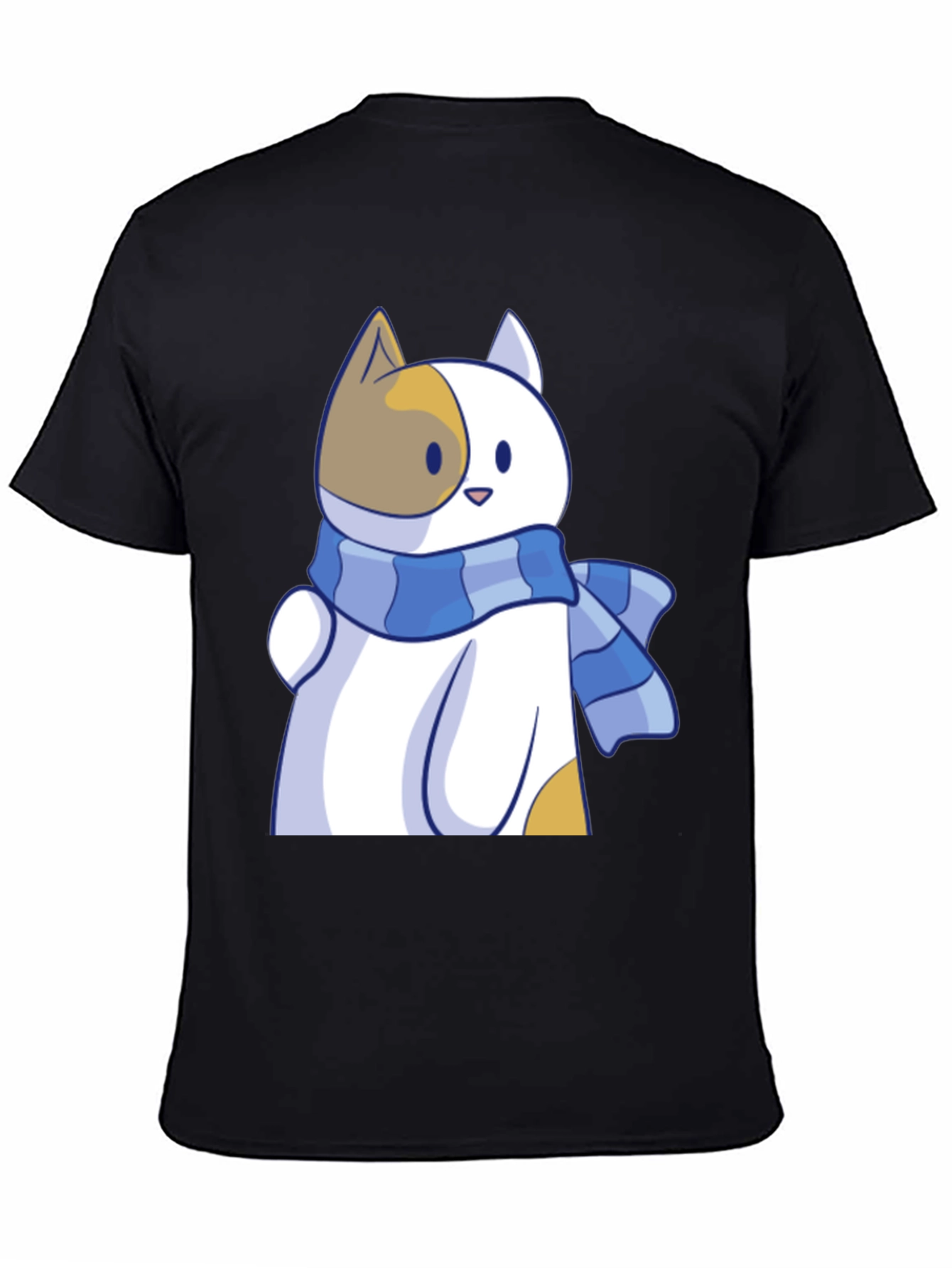 Cute Cat Scarf Graphic Tee - Stylish Comfort