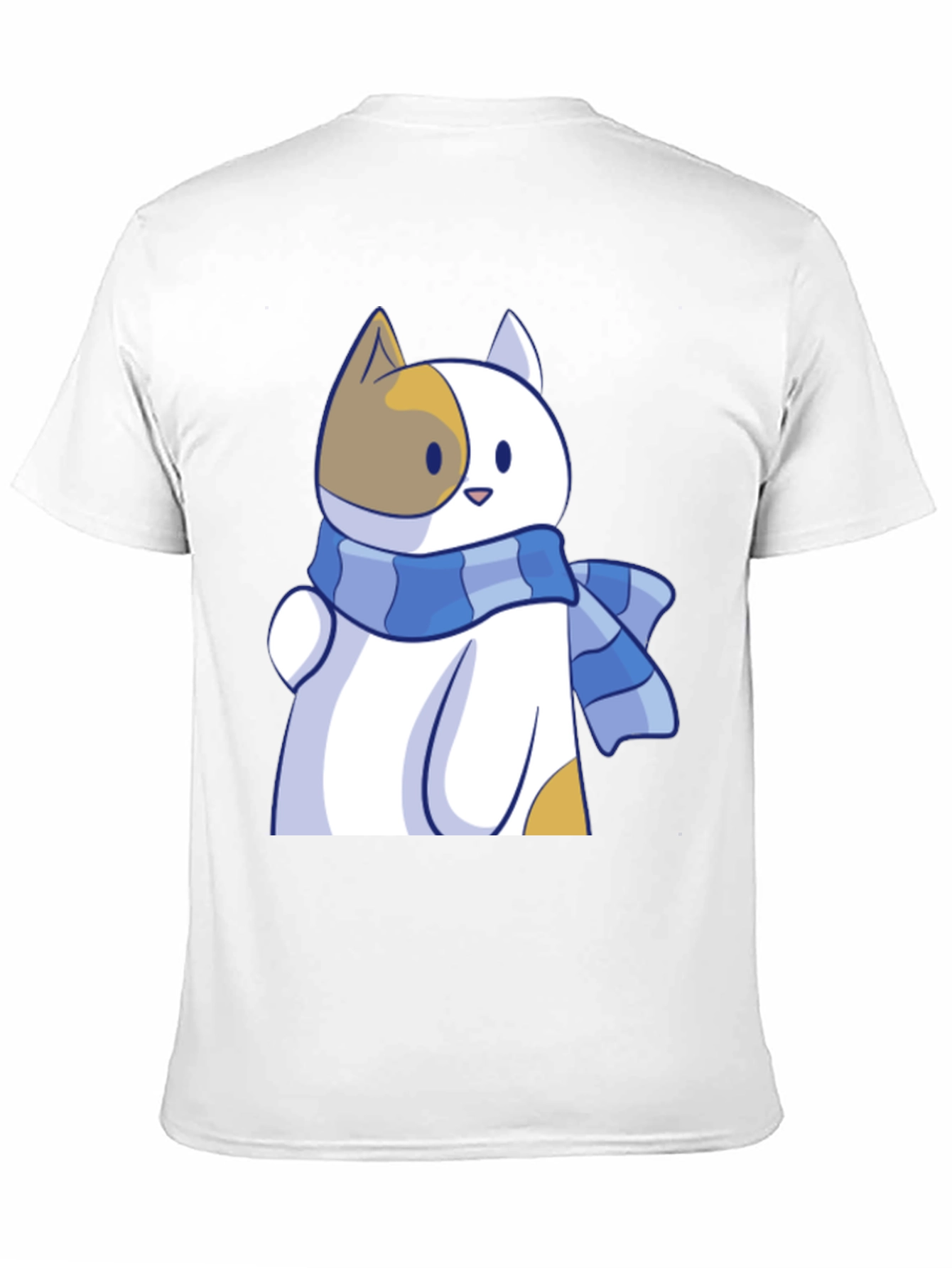 Cute Cat Scarf Graphic Tee - Stylish Comfort