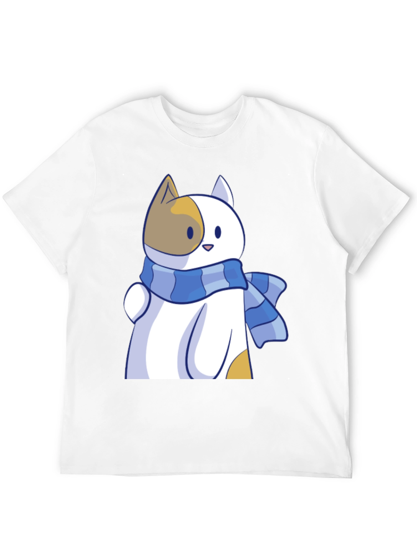 Cute Cat Scarf Graphic Tee - Stylish Comfort