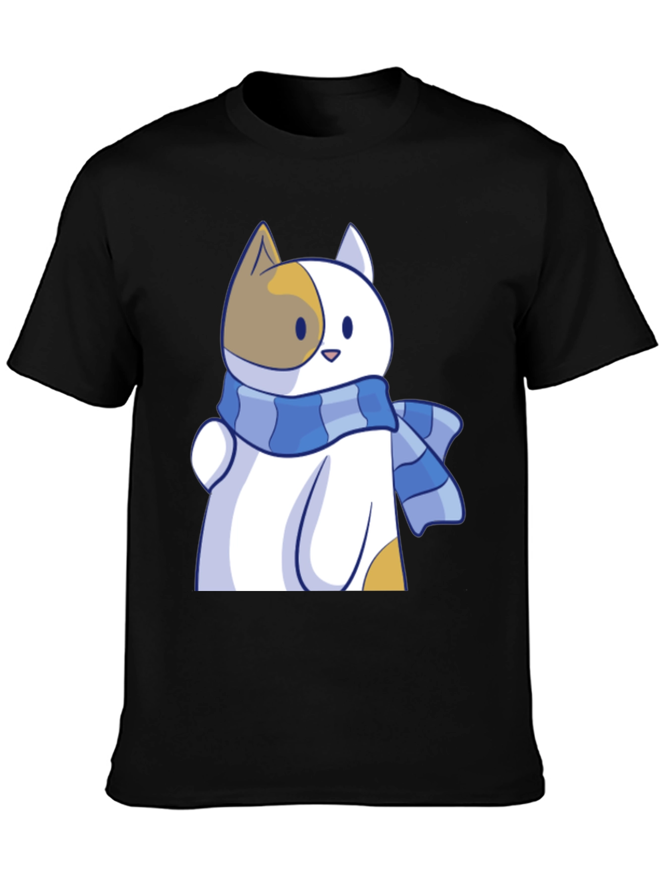Cute Cat Scarf Graphic Tee - Stylish Comfort