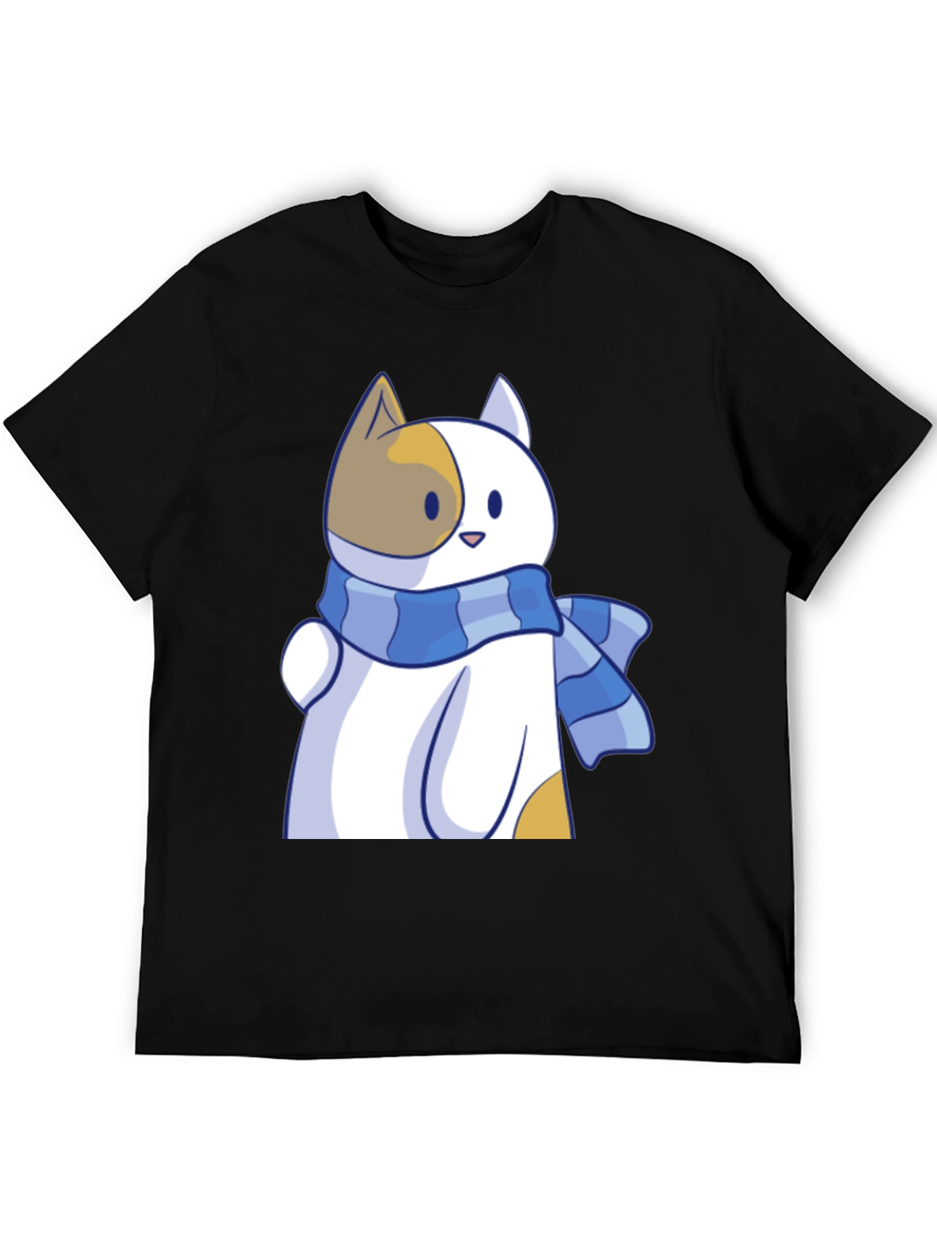 Cute Cat Scarf Graphic Tee - Stylish Comfort