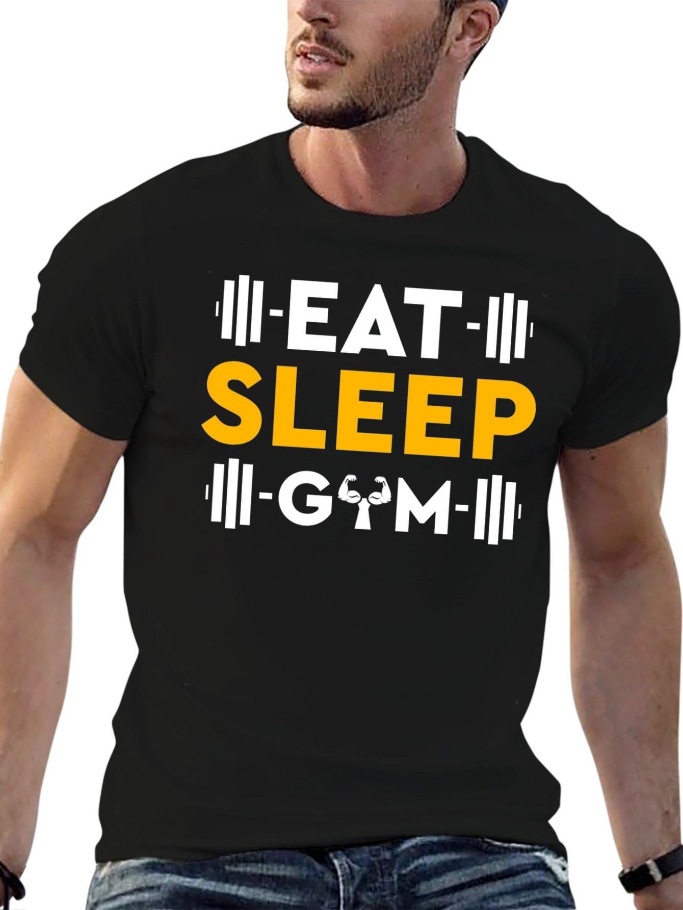 Eat Sleep Gym Black Graphic T-Shirt