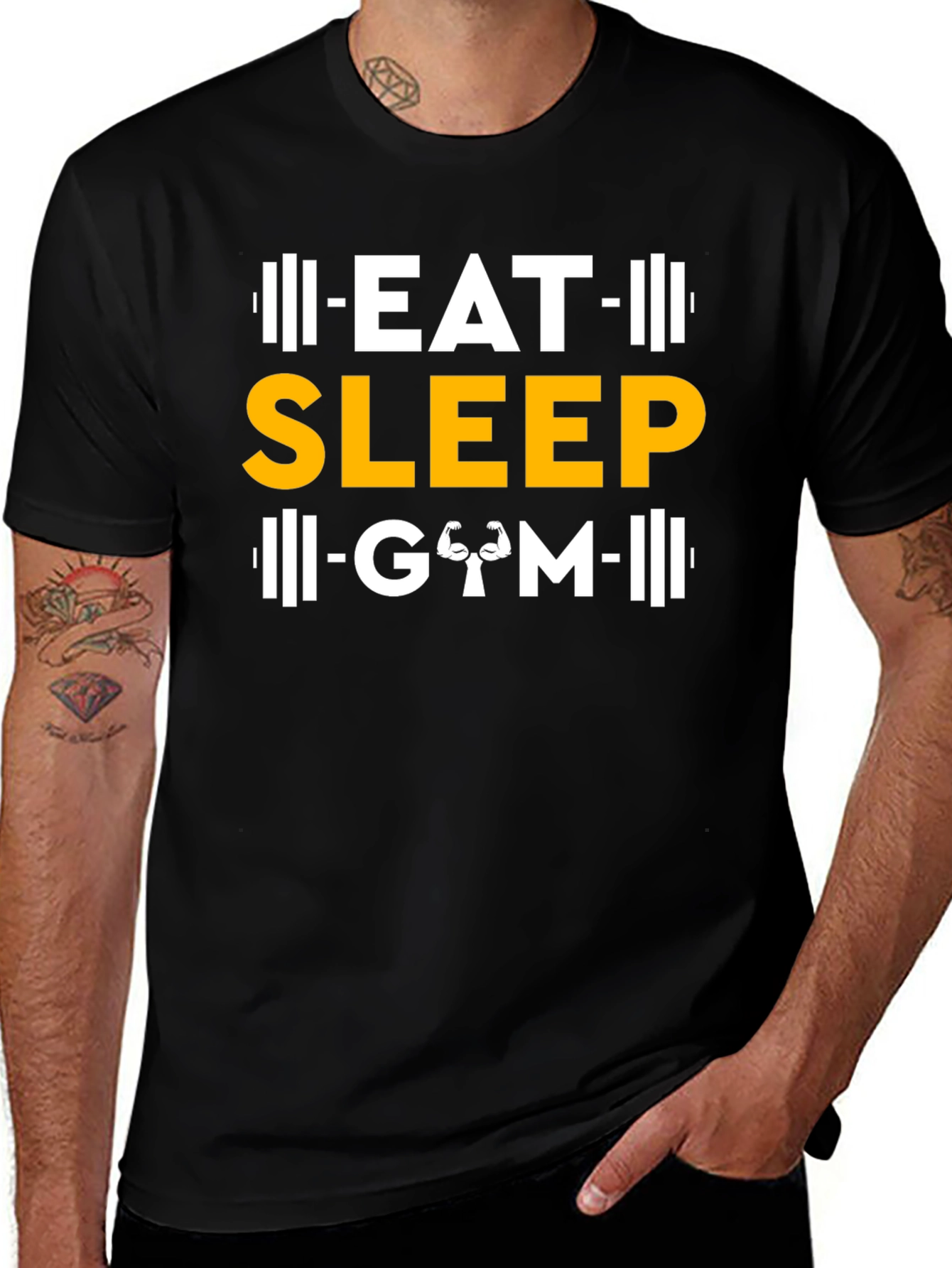 Eat Sleep Gym Black Graphic T-Shirt