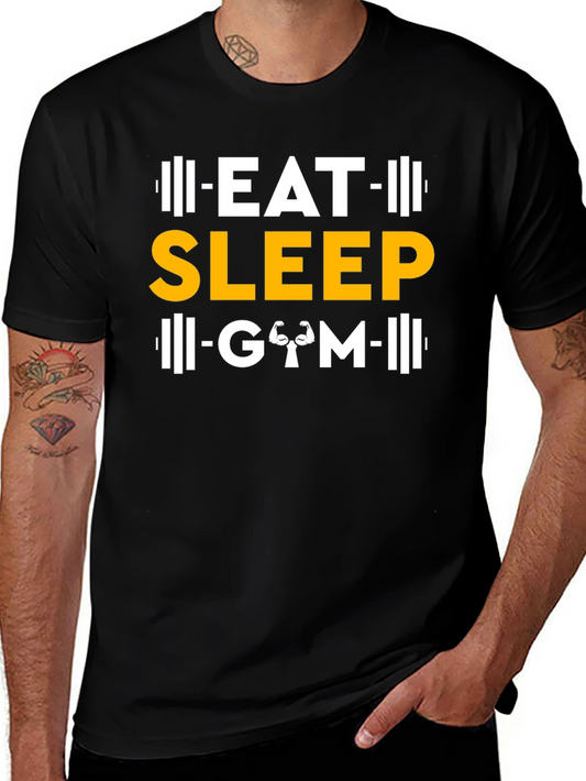 Eat Sleep Gym Black Graphic T-Shirt