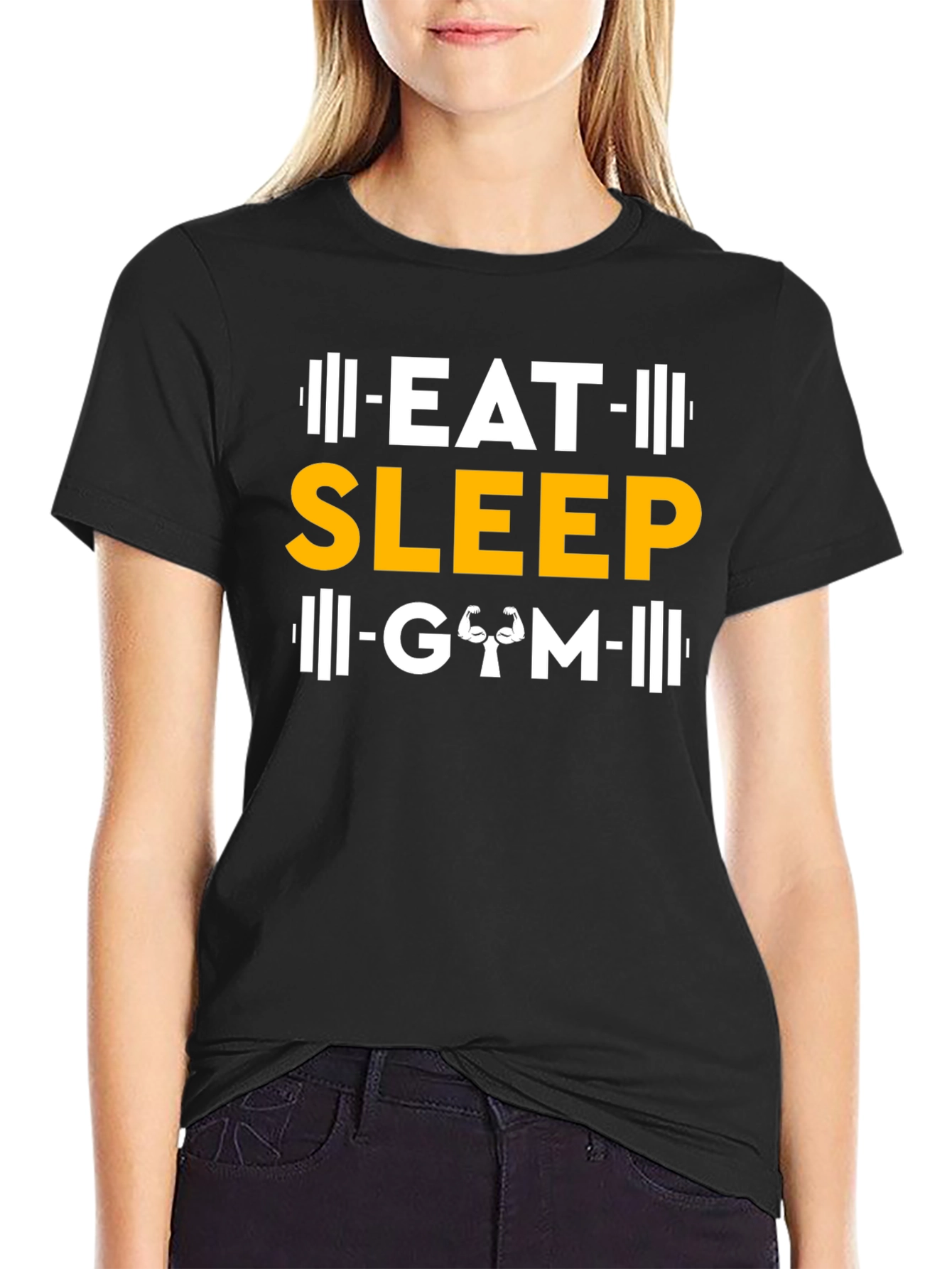 Eat Sleep Gym Black Graphic T-Shirt