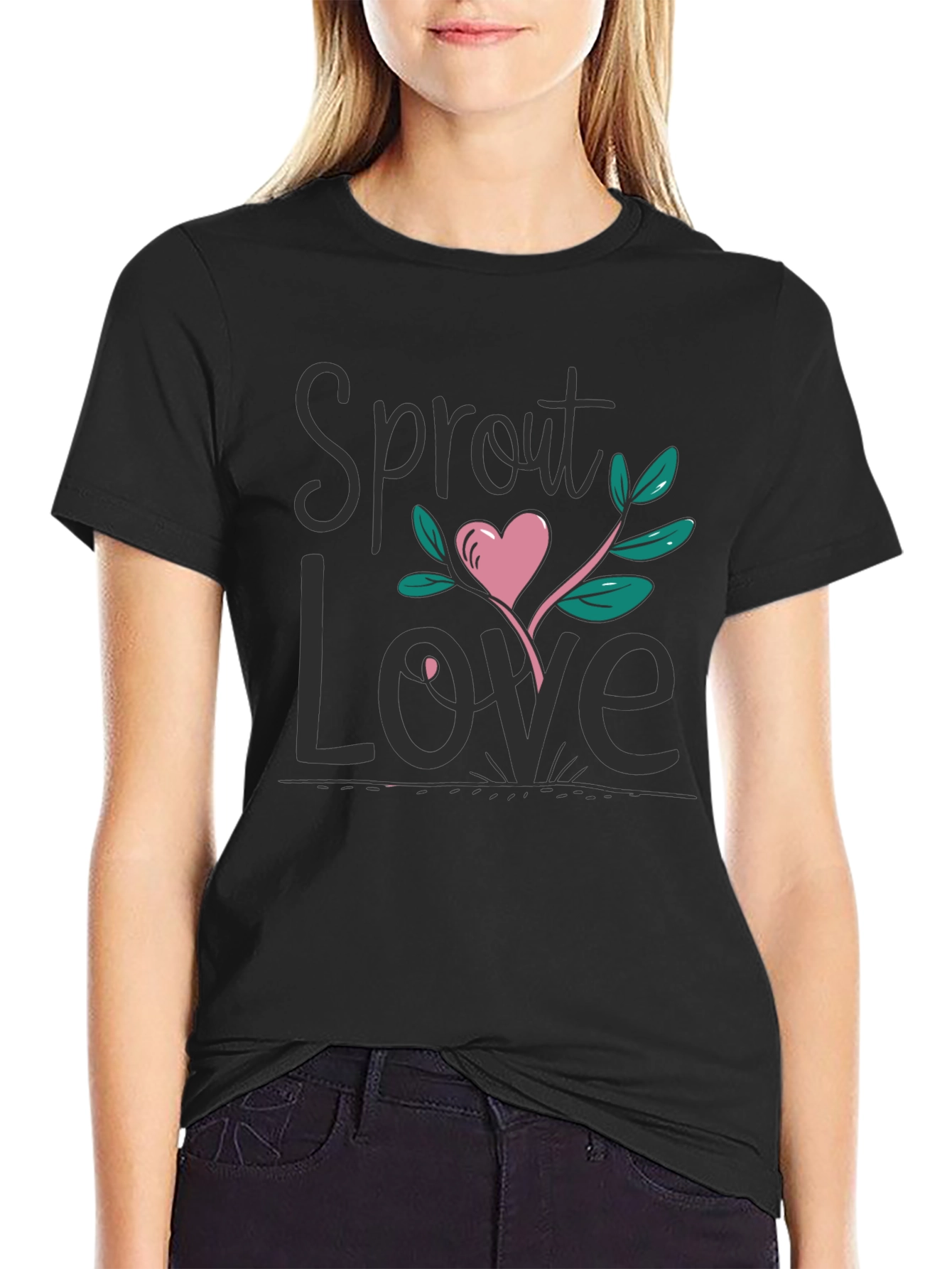 Sprout Love Black Graphic Tee