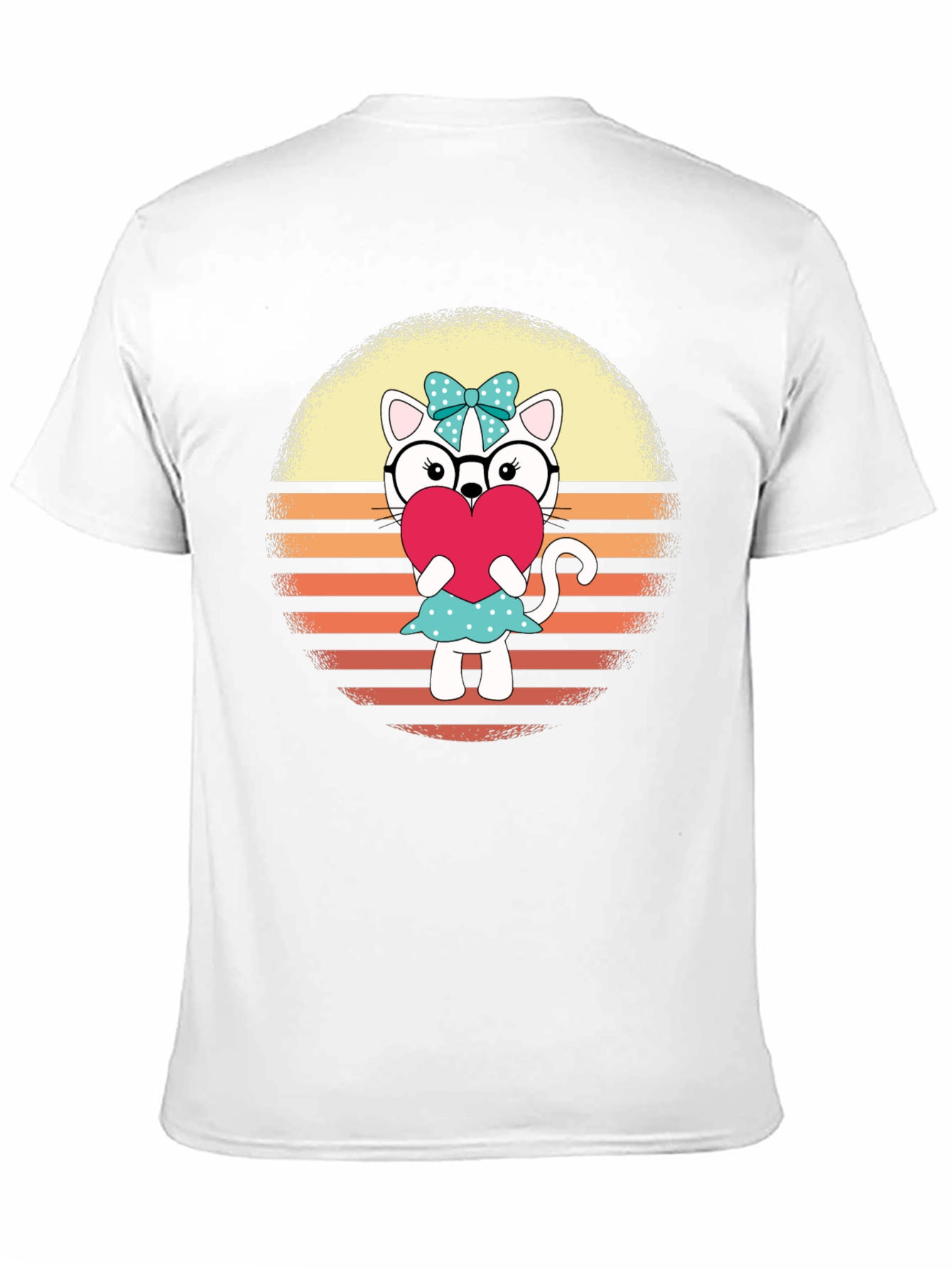 Cute Cat Heart T-Shirt - Fun Retro Design