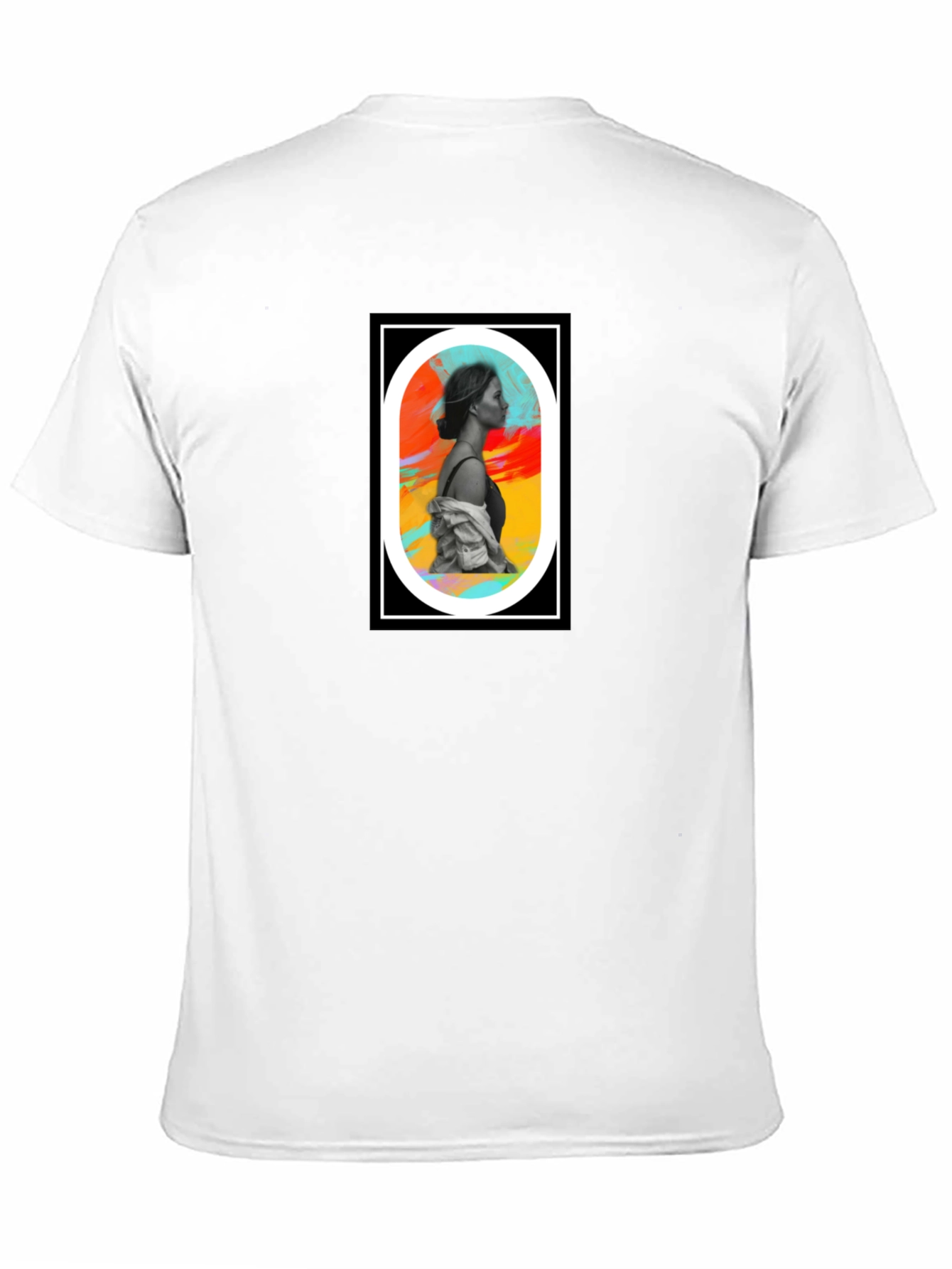 Abstract Woman Portrait Graphic Tee - Black