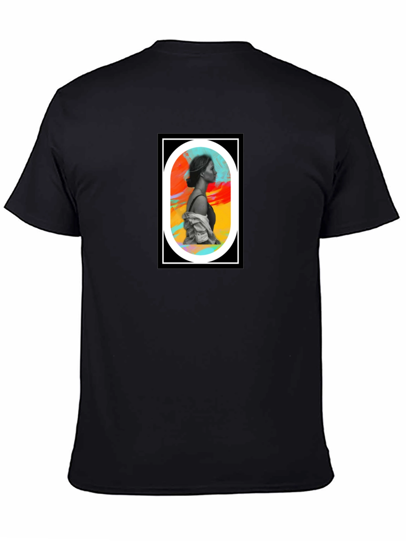 Abstract Woman Portrait Graphic Tee - Black