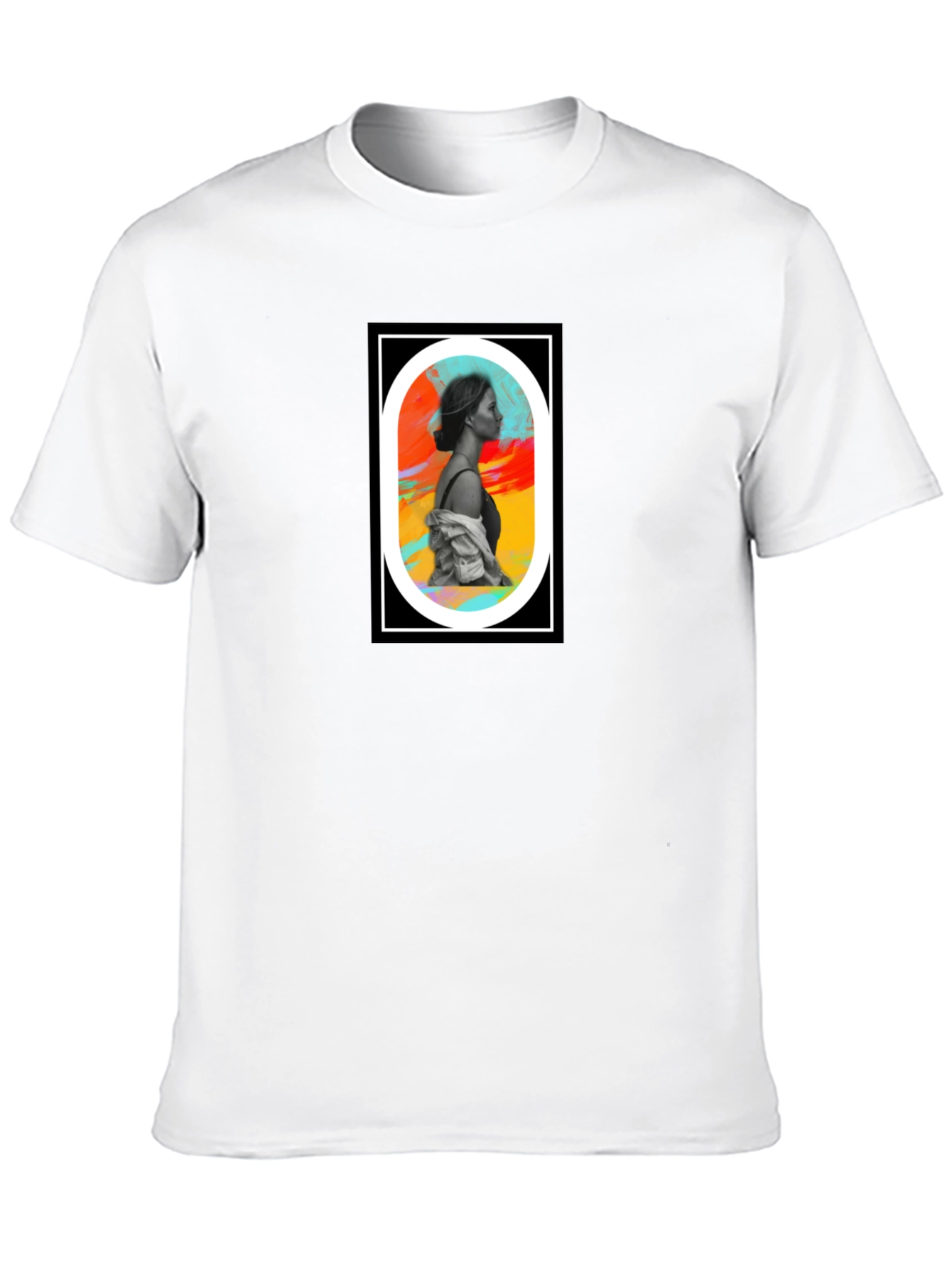 Abstract Woman Portrait Graphic Tee - Black
