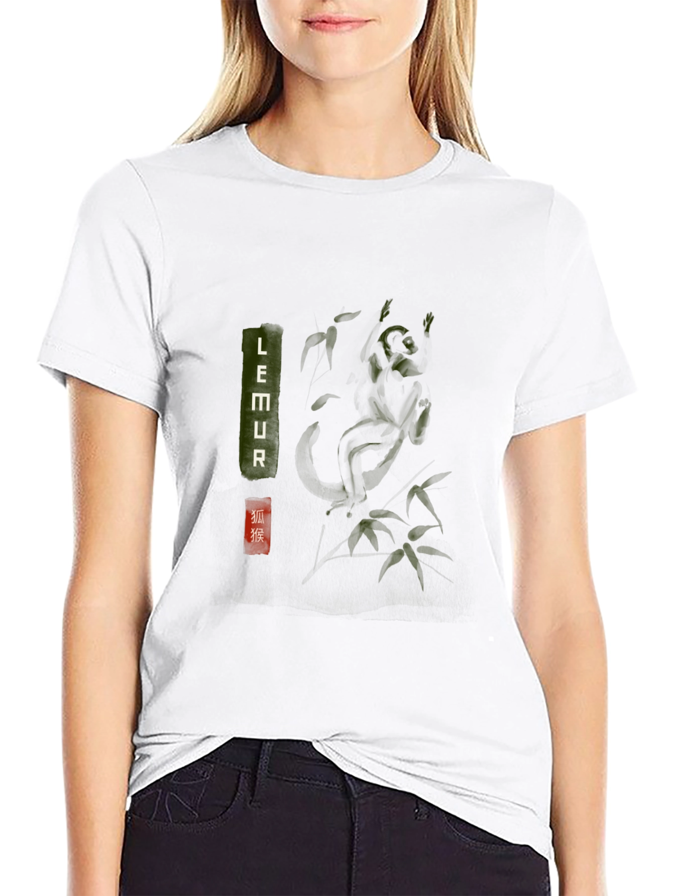 Lemur Graphic Print Crew Neck T-Shirt