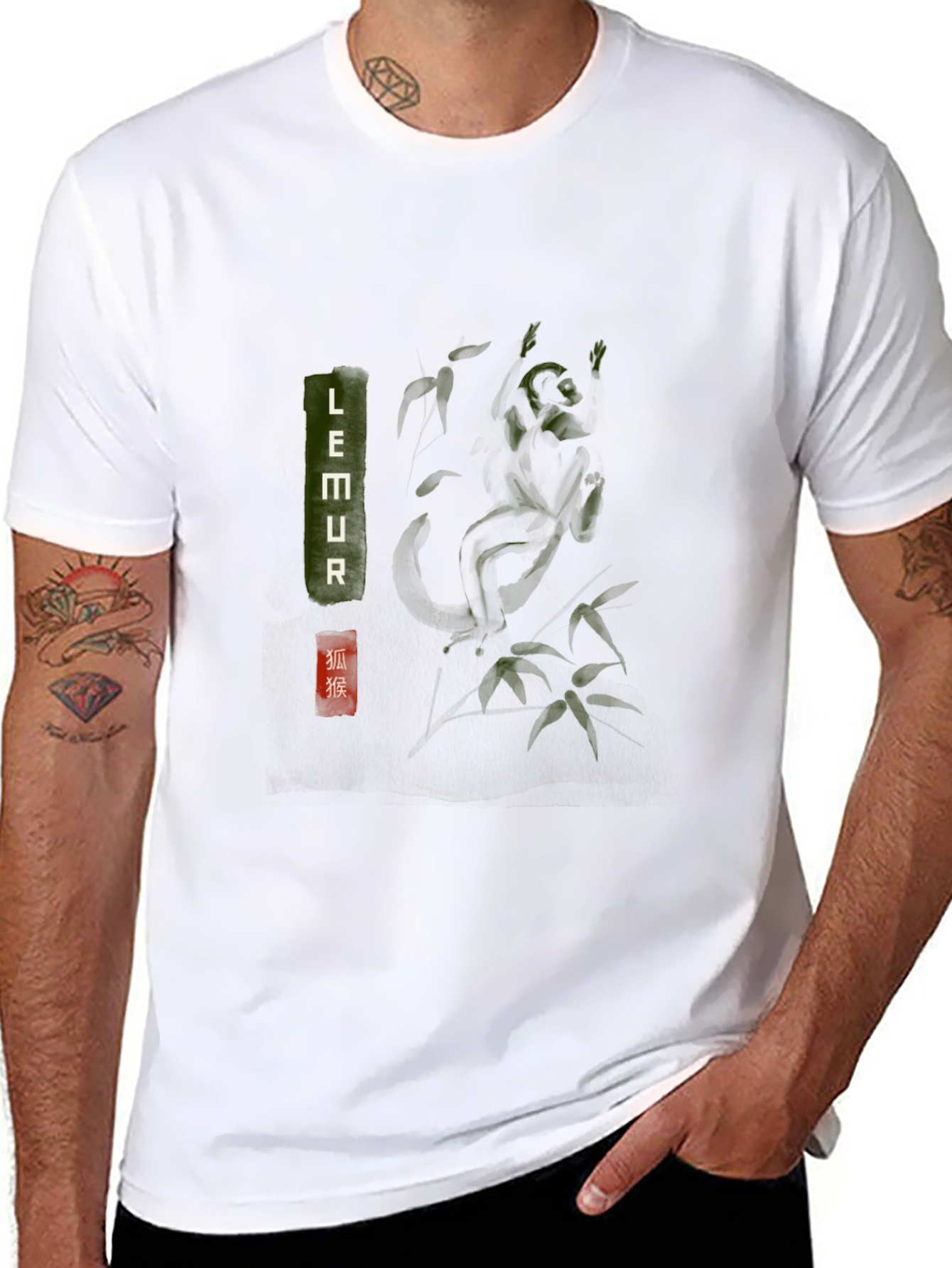 Lemur Graphic Print Crew Neck T-Shirt