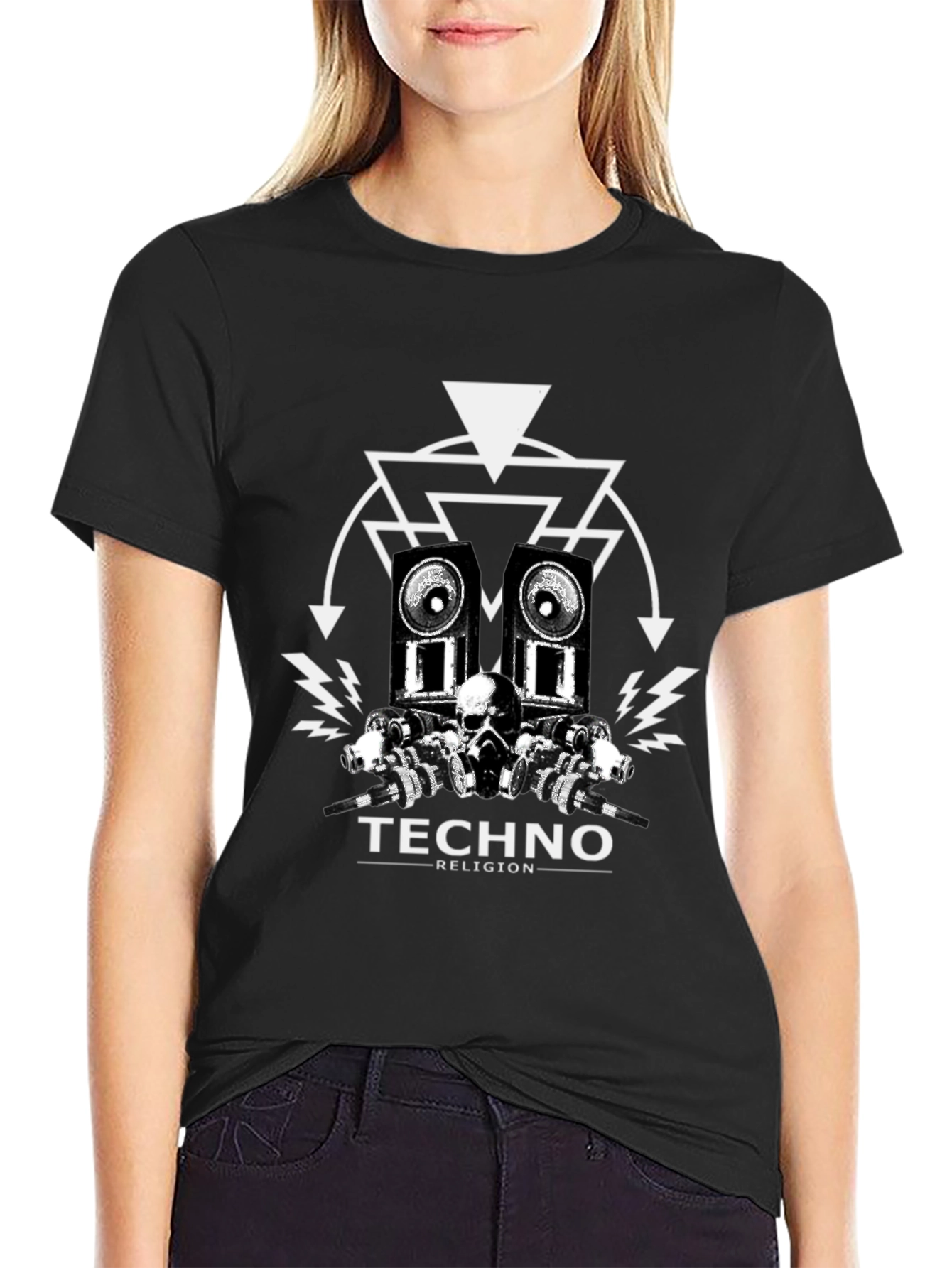 Techno Religion Black Graphic T-Shirt
