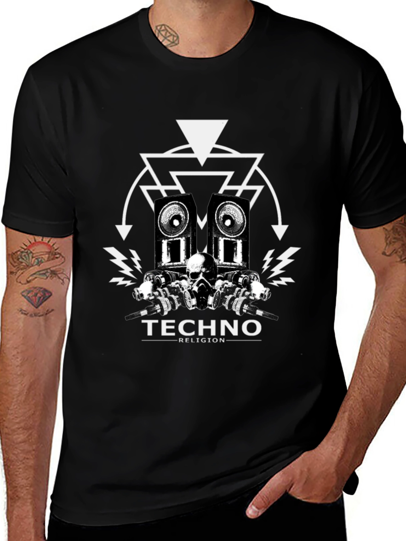 Techno Religion Black Graphic T-Shirt