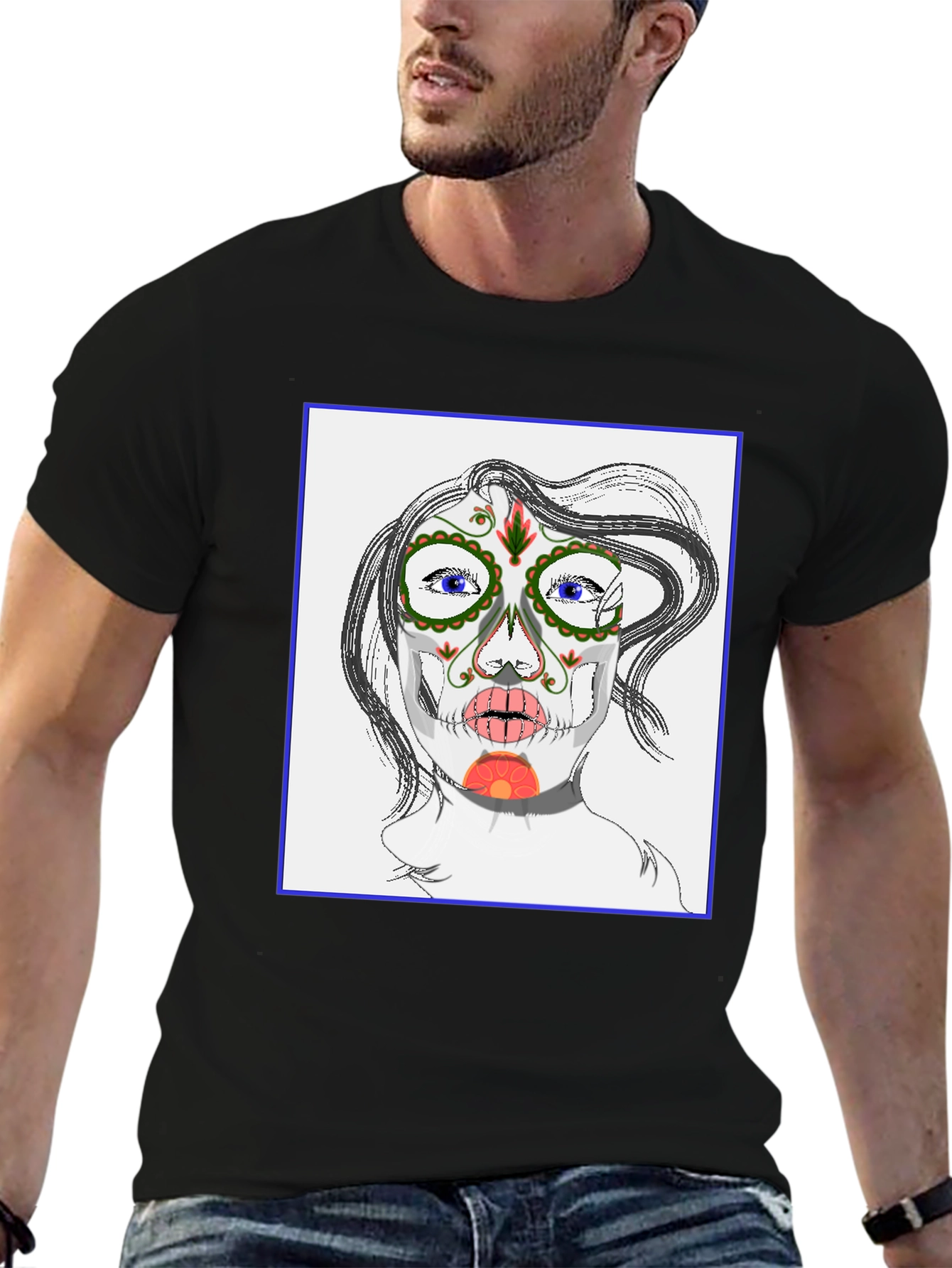 Sugar Skull Face Black T-Shirt