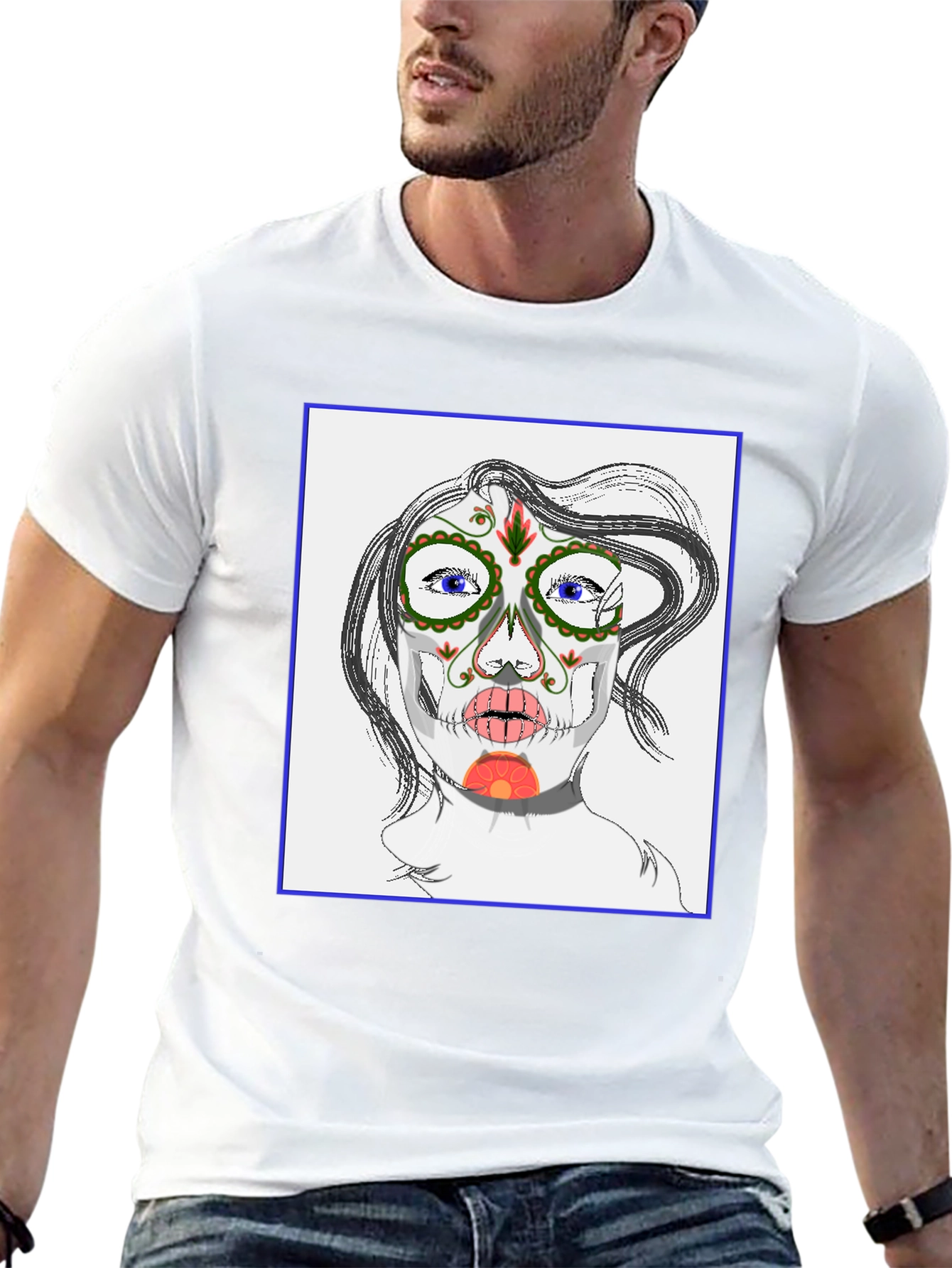 Sugar Skull Face Black T-Shirt