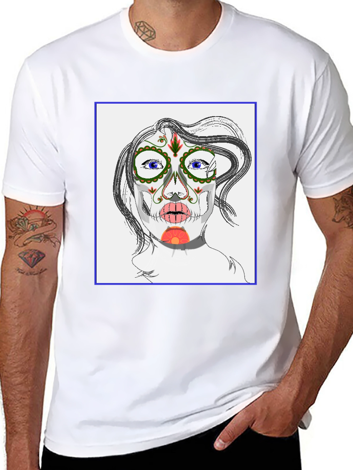 Sugar Skull Face Black T-Shirt
