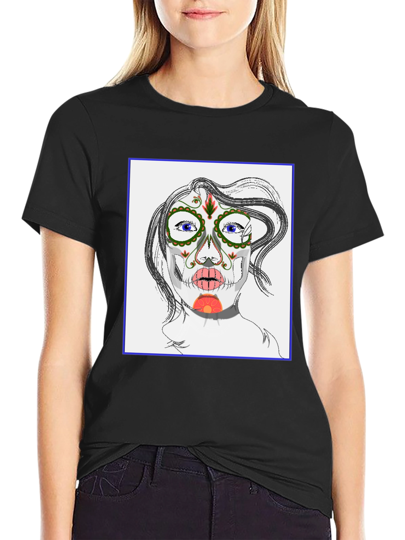 Sugar Skull Face Black T-Shirt