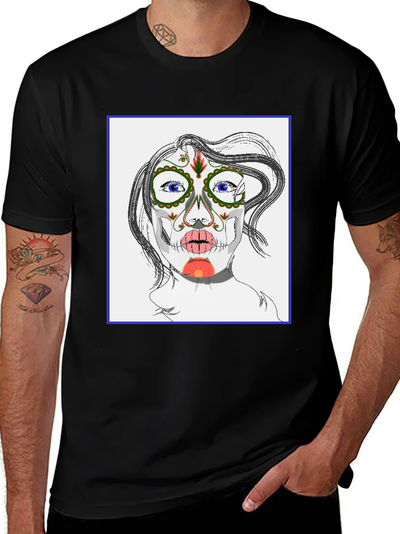 Sugar Skull Face Black T-Shirt
