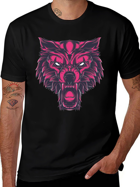 Fierce Wolf Graphic Print Black T-Shirt