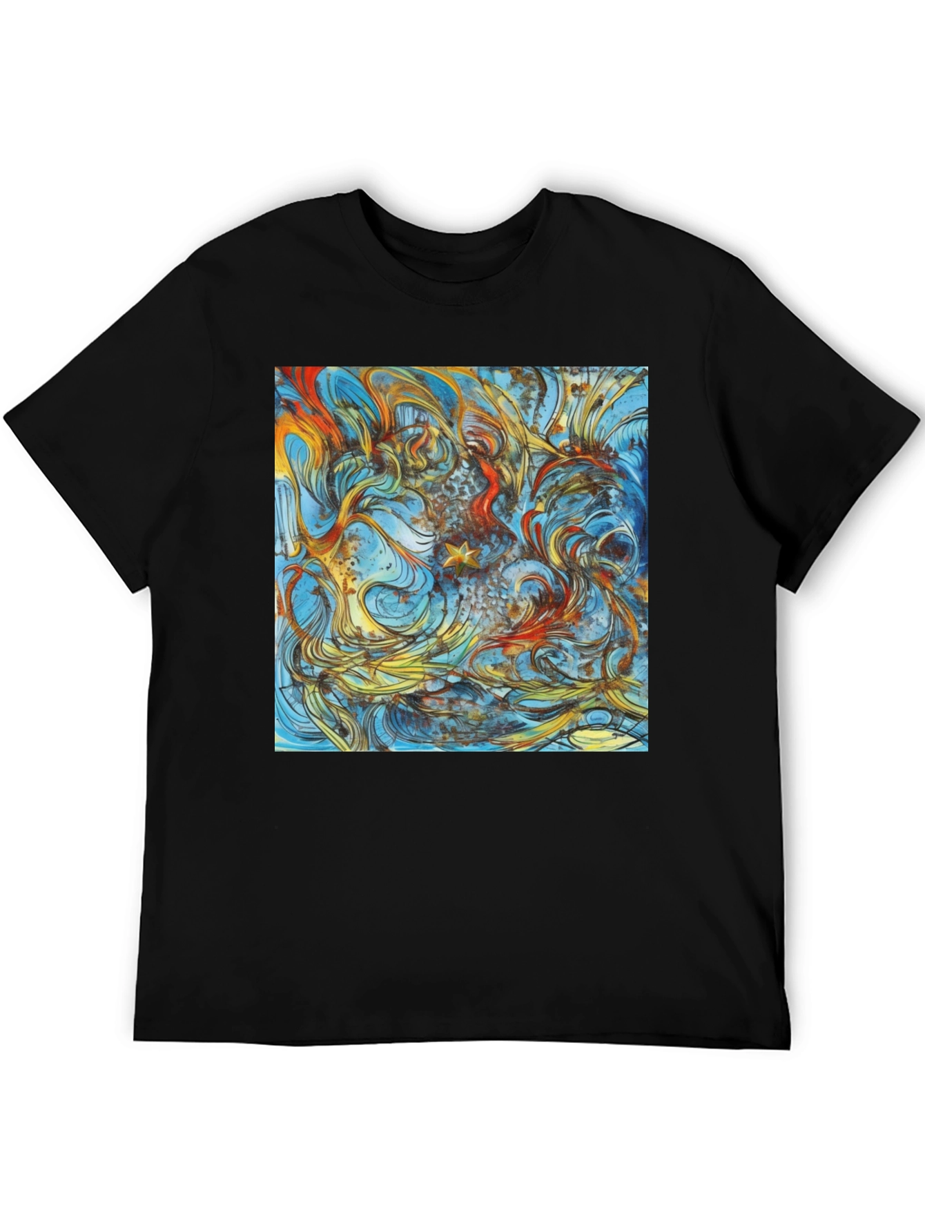Abstract Art Print Black Tee - Unique Style