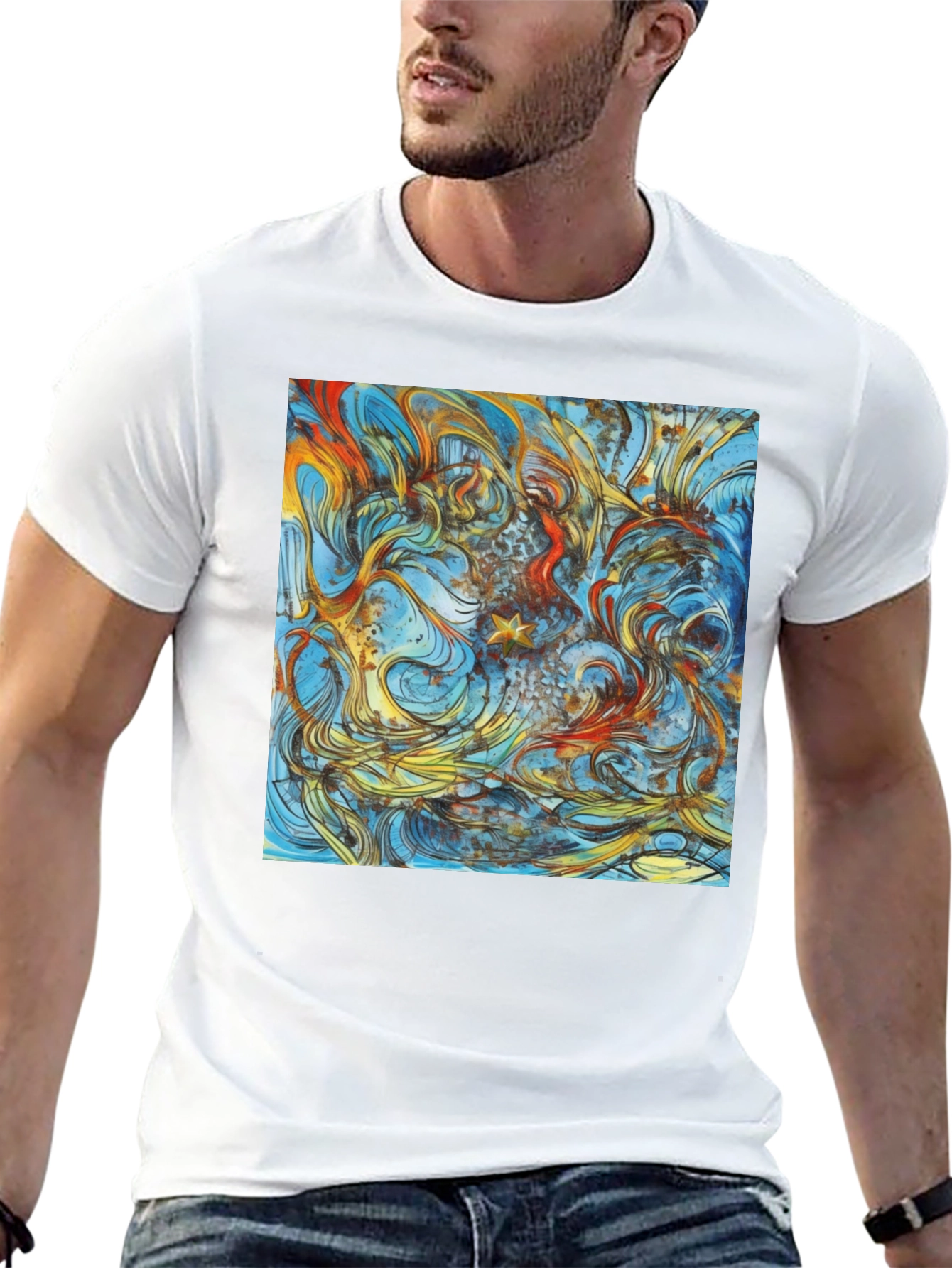 Abstract Art Print Black Tee - Unique Style