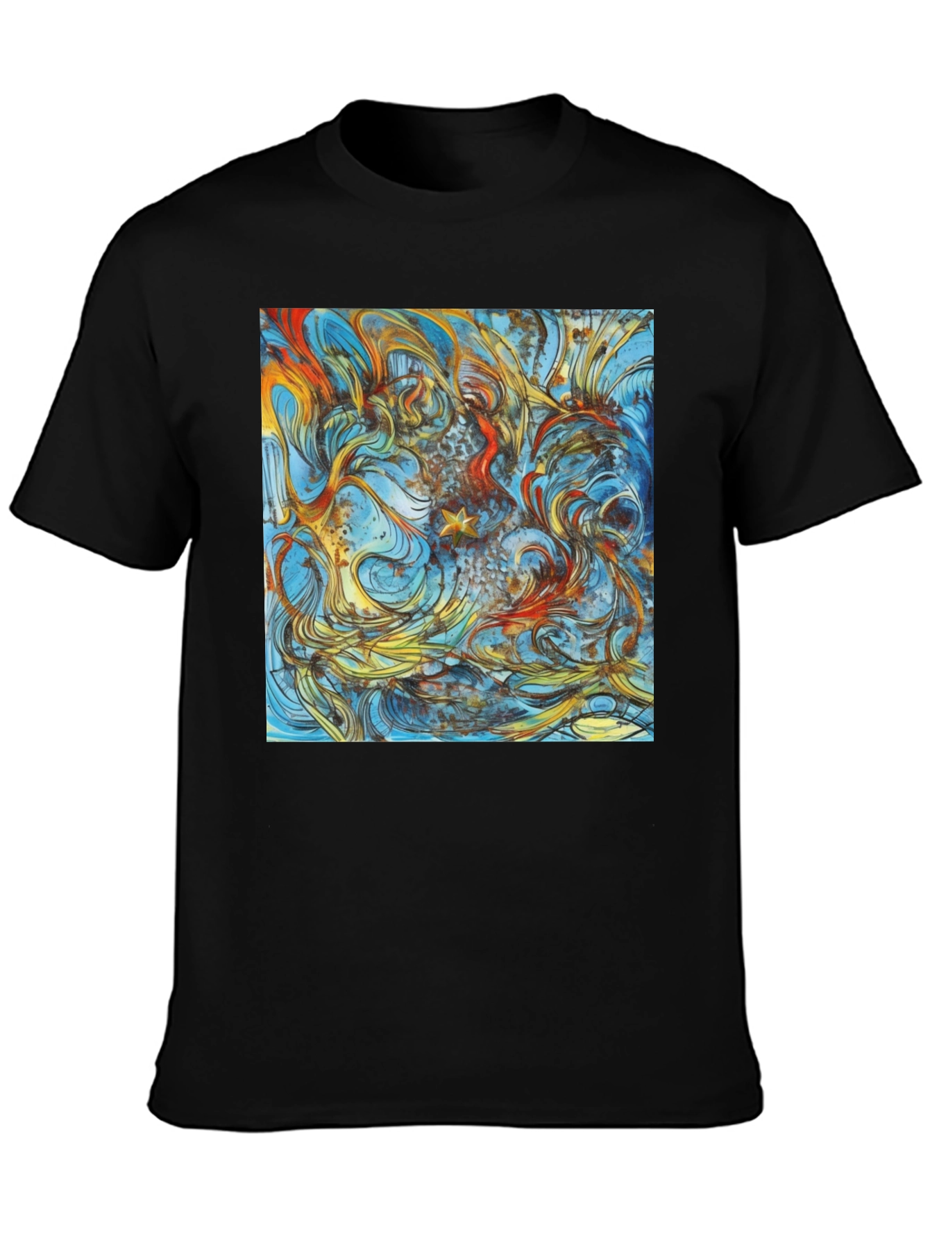 Abstract Art Print Black Tee - Unique Style
