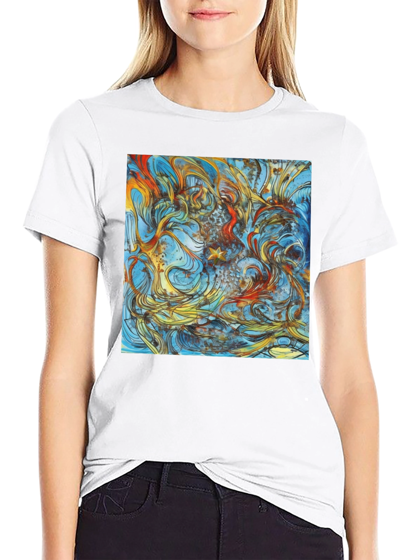 Abstract Art Print Black Tee - Unique Style