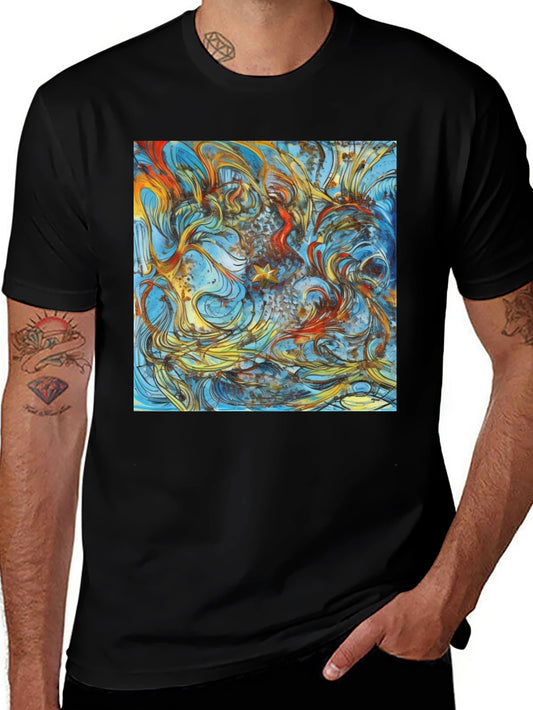 Abstract Art Print Black Tee - Unique Style