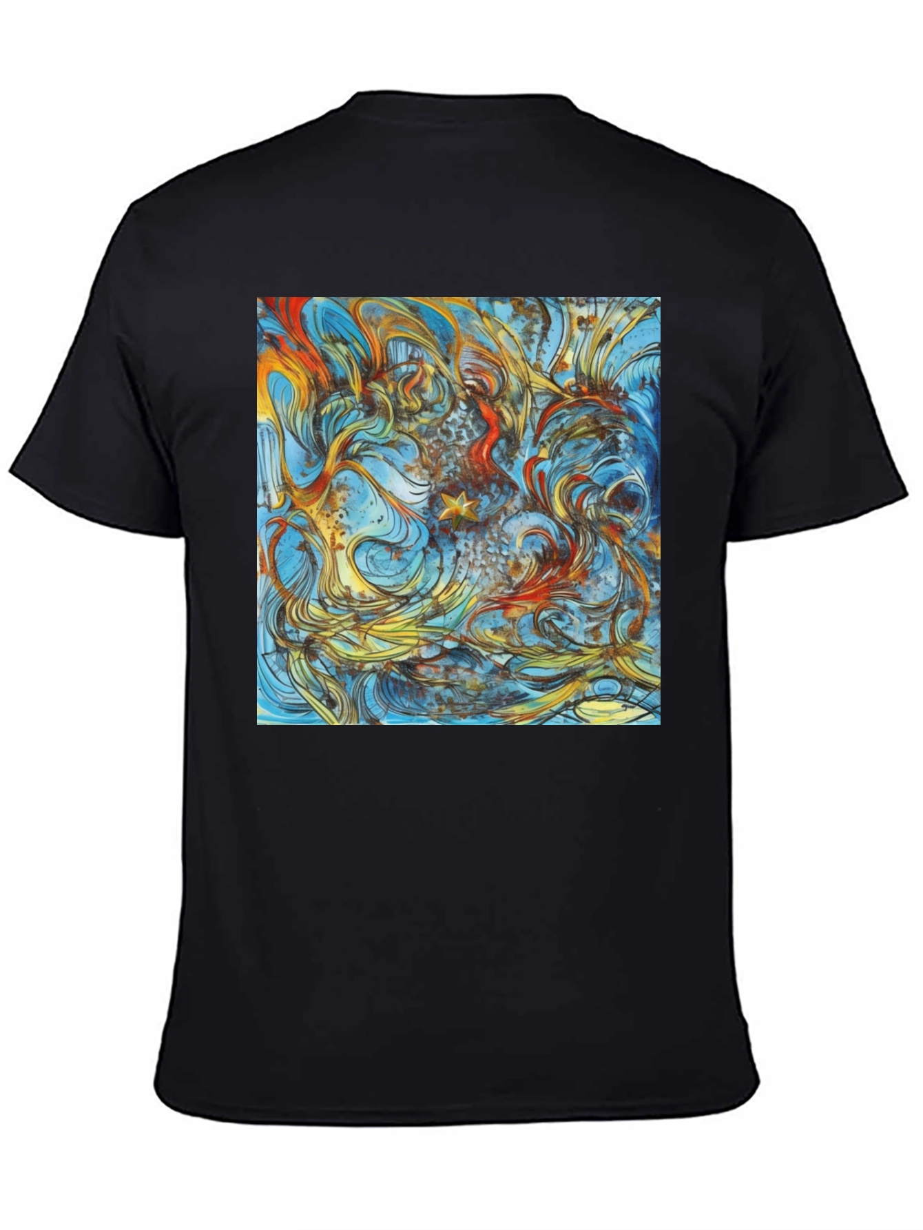 Abstract Art Print Black Tee - Unique Style