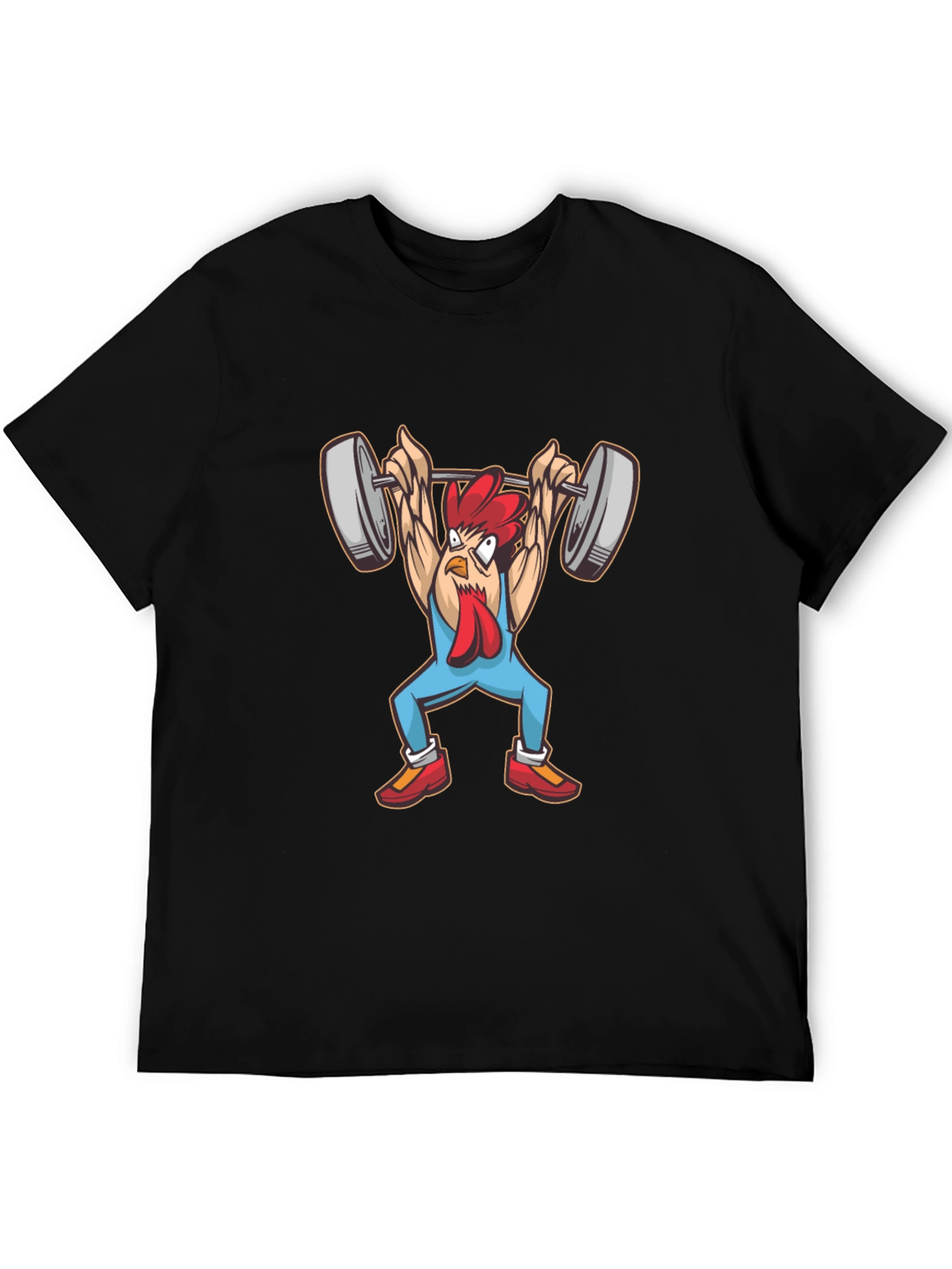 Funny Chicken Lifting Weights Graphic Tee
