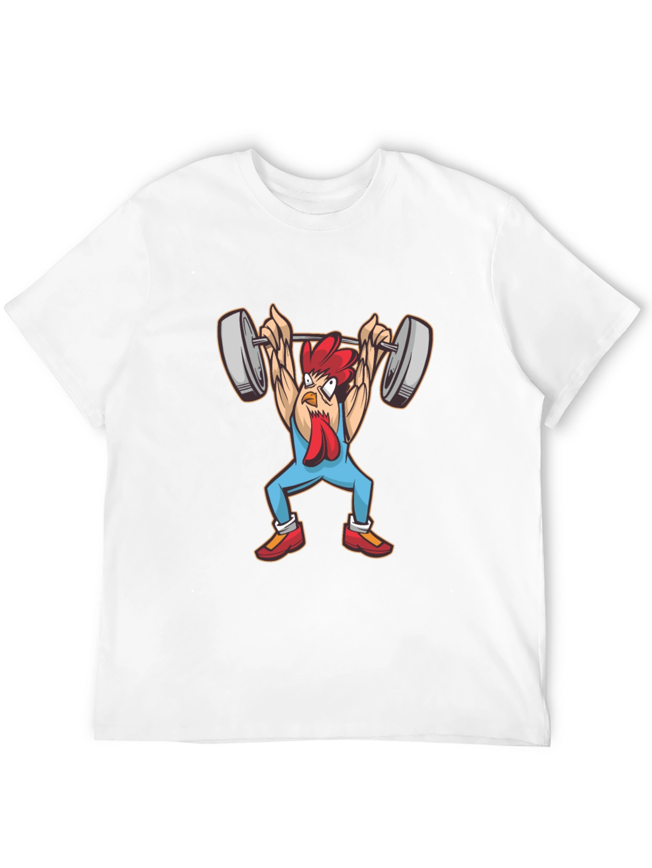 Funny Chicken Lifting Weights Graphic Tee