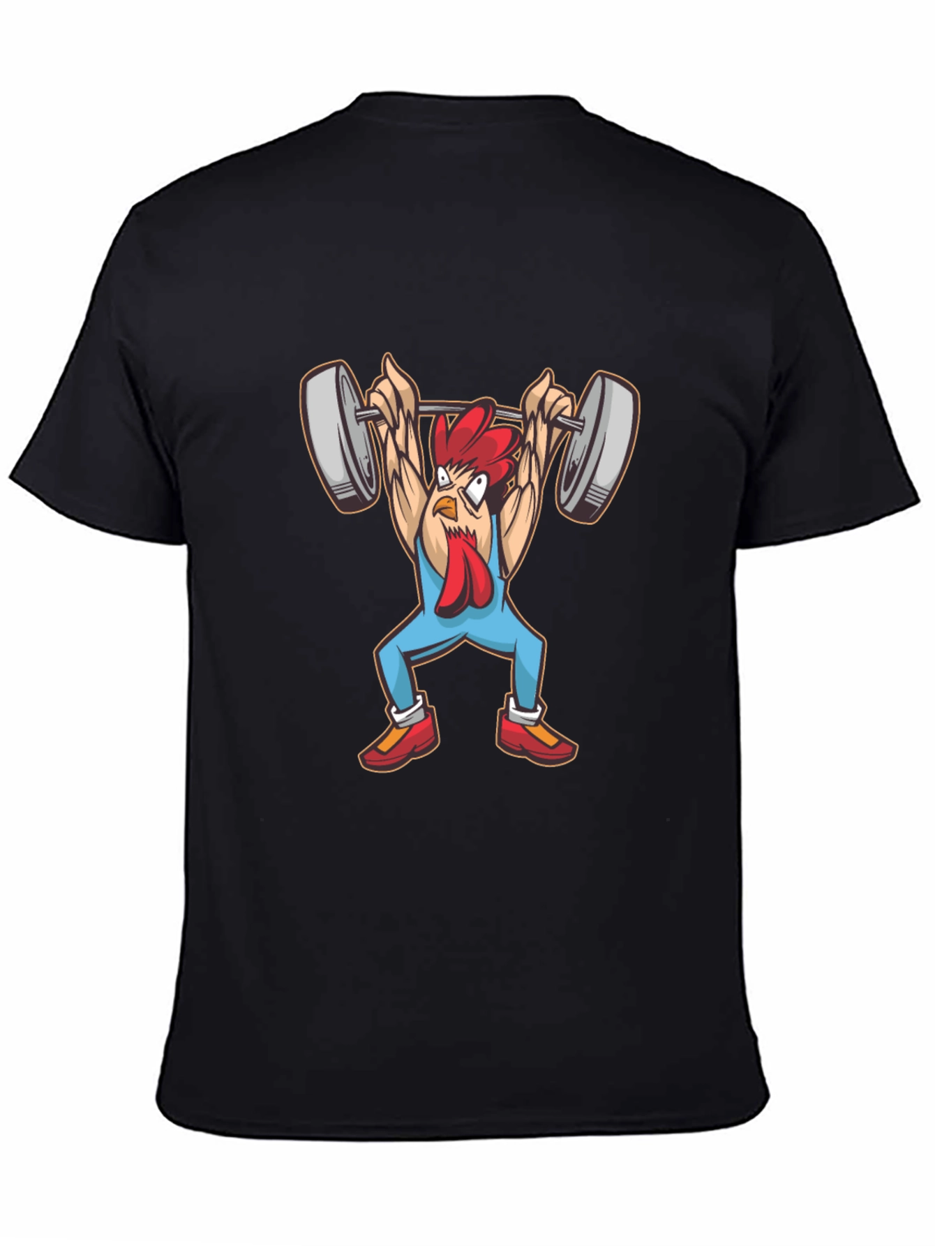 Funny Chicken Lifting Weights Graphic Tee