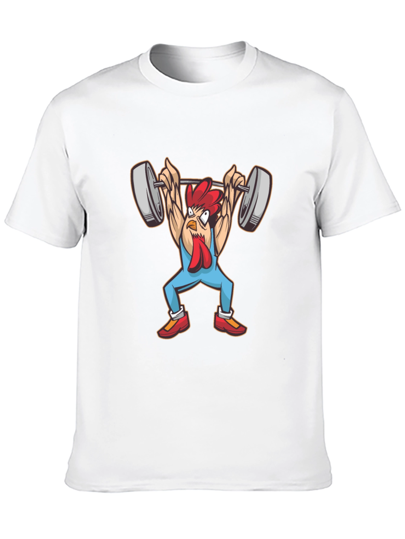 Funny Chicken Lifting Weights Graphic Tee
