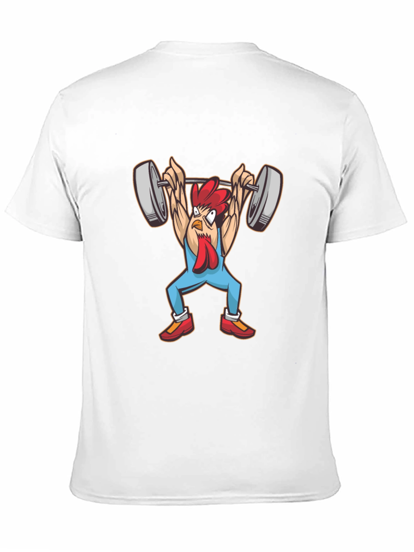 Funny Chicken Lifting Weights Graphic Tee