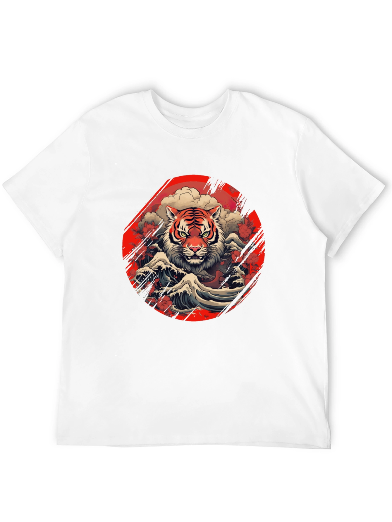 Tiger Wave Graphic Tee - Stylish Mens Black T-Shirt