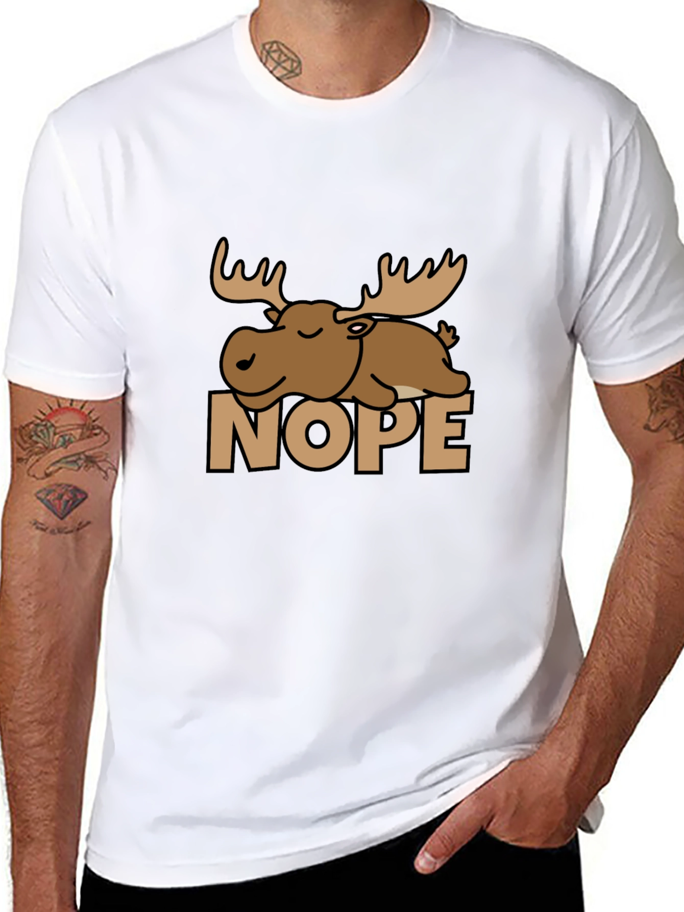 Nope Moose Graphic Tee - Comfy Black T-Shirt
