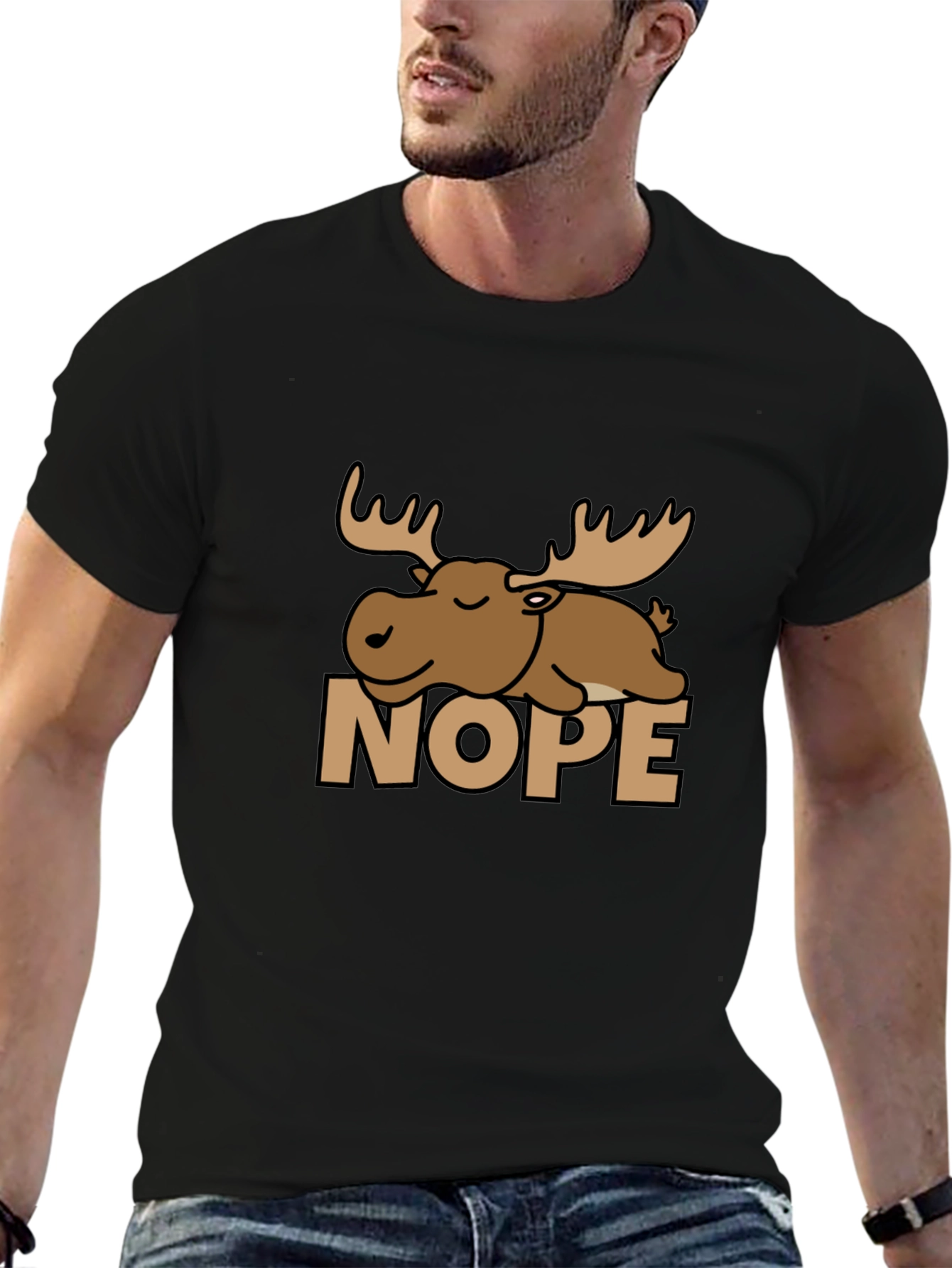 Nope Moose Graphic Tee - Comfy Black T-Shirt