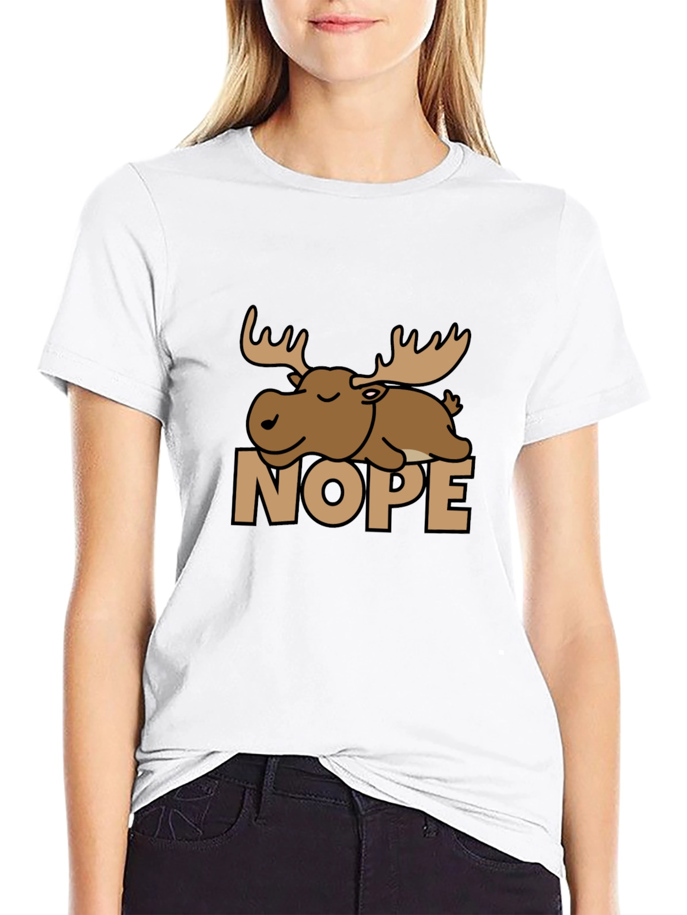 Nope Moose Graphic Tee - Comfy Black T-Shirt