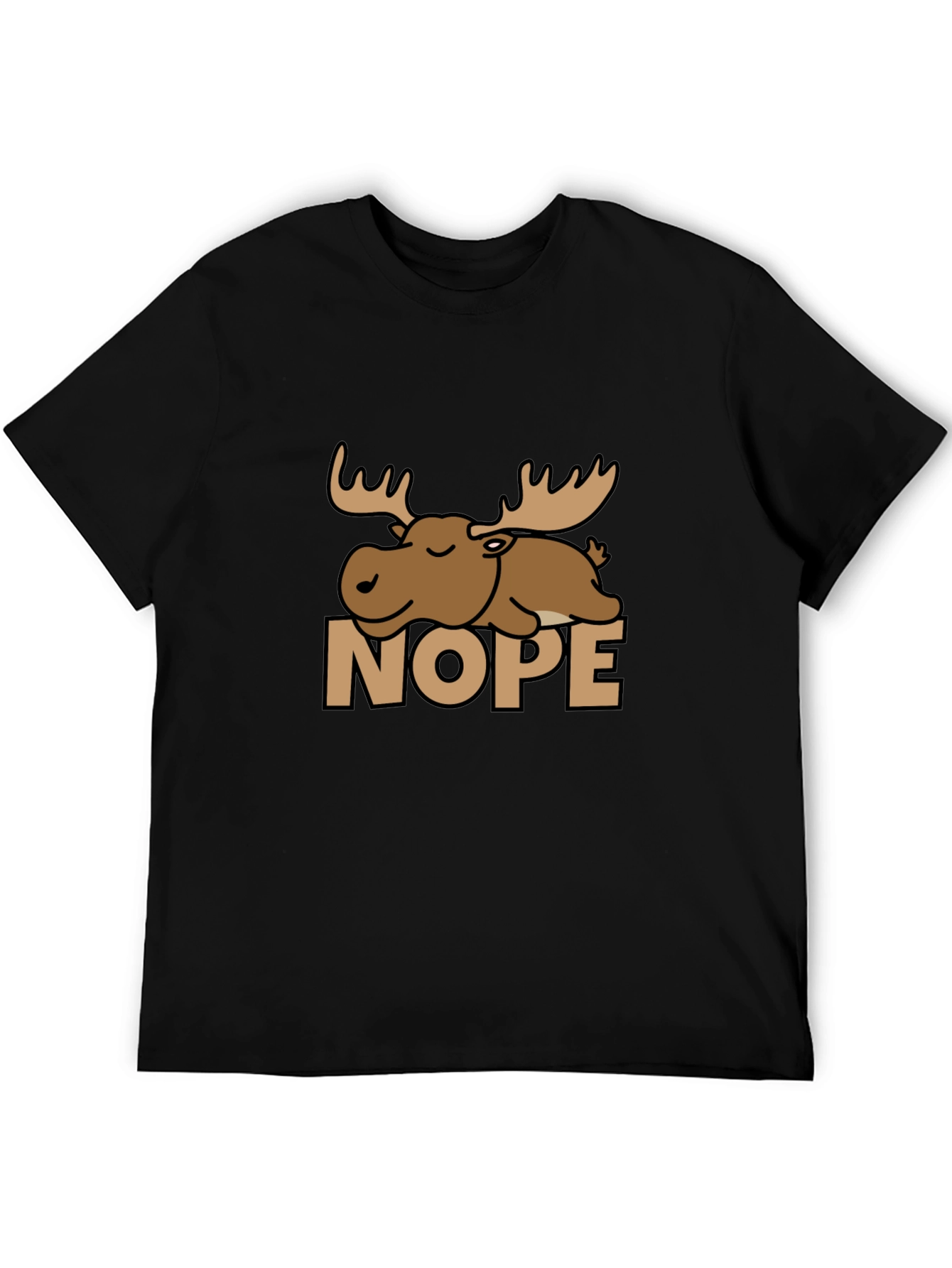 Nope Moose Graphic Tee - Comfy Black T-Shirt