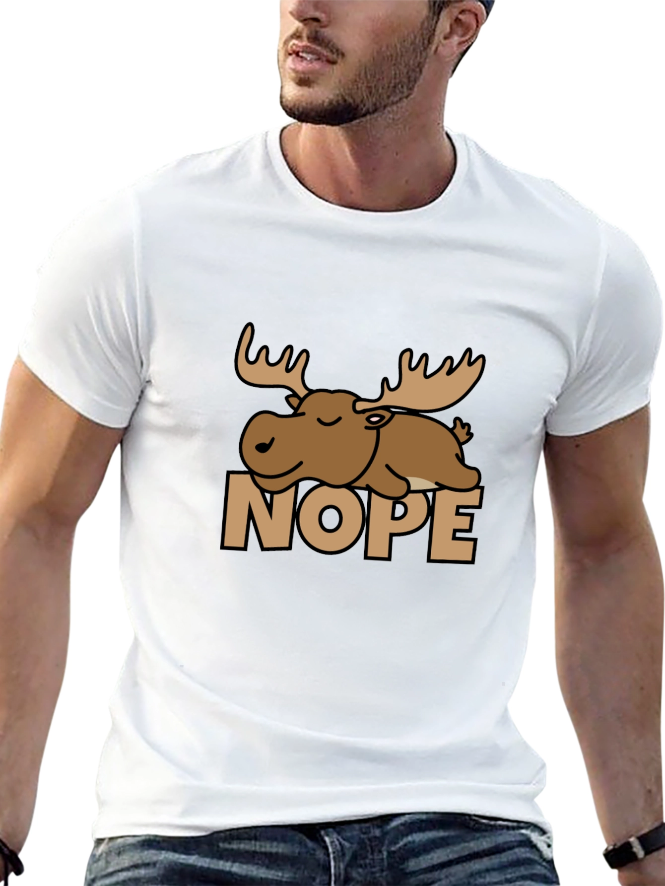 Nope Moose Graphic Tee - Comfy Black T-Shirt