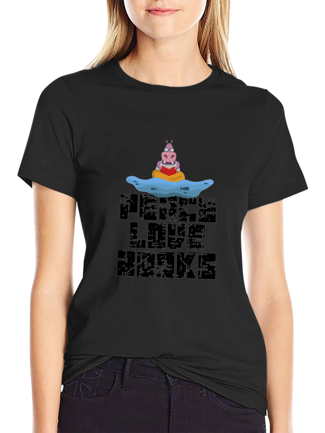 Peace Love Hawks Black Graphic Tee