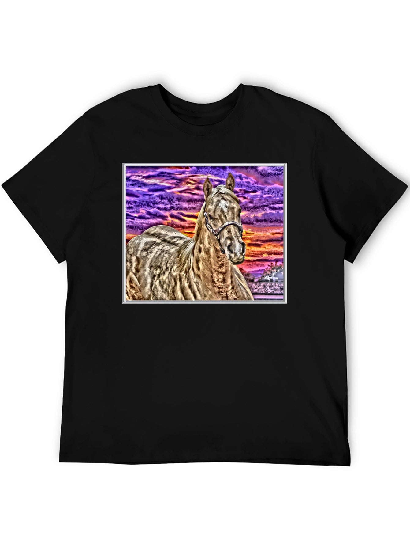 Horse Graphic Tee - Sunset Sky Black T-Shirt