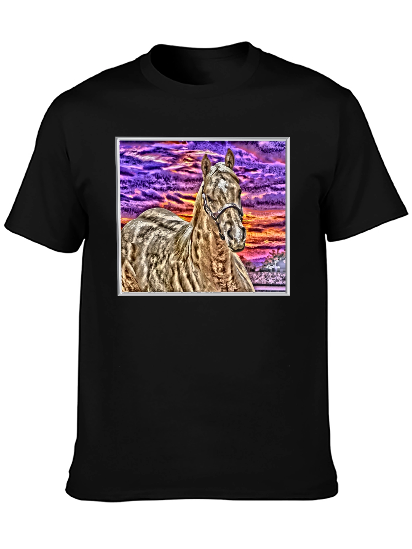 Horse Graphic Tee - Sunset Sky Black T-Shirt